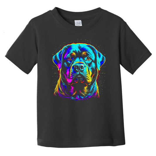 Colorful Bright Rottweiler Vibrant Psychedelic Dog Art Infant Toddler T-Shirt