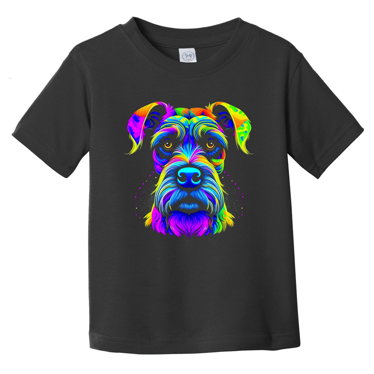 Colorful Bright Schnauzer Vibrant Psychedelic Dog Art Infant Toddler T-Shirt