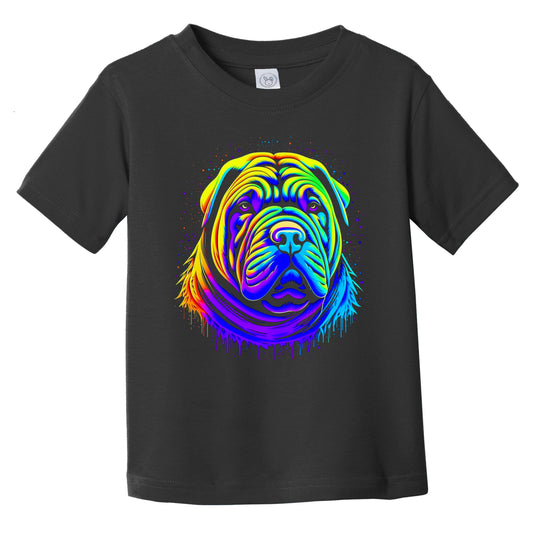 Colorful Bright Shar Pei Vibrant Psychedelic Dog Art Infant Toddler T-Shirt