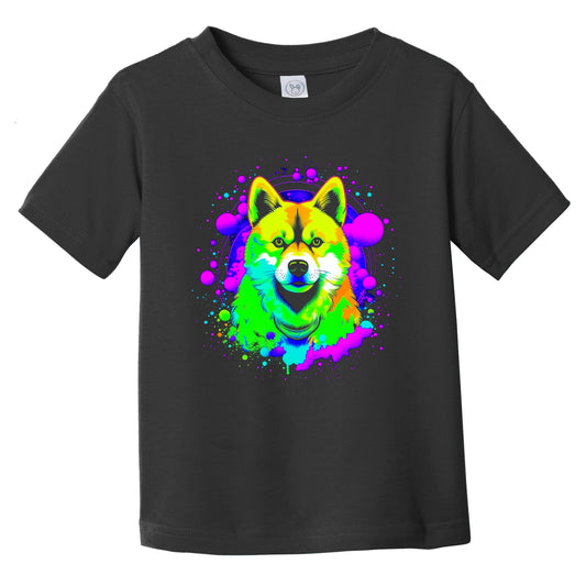 Colorful Bright Shiba Inu Vibrant Psychedelic Dog Art Infant Toddler T-Shirt