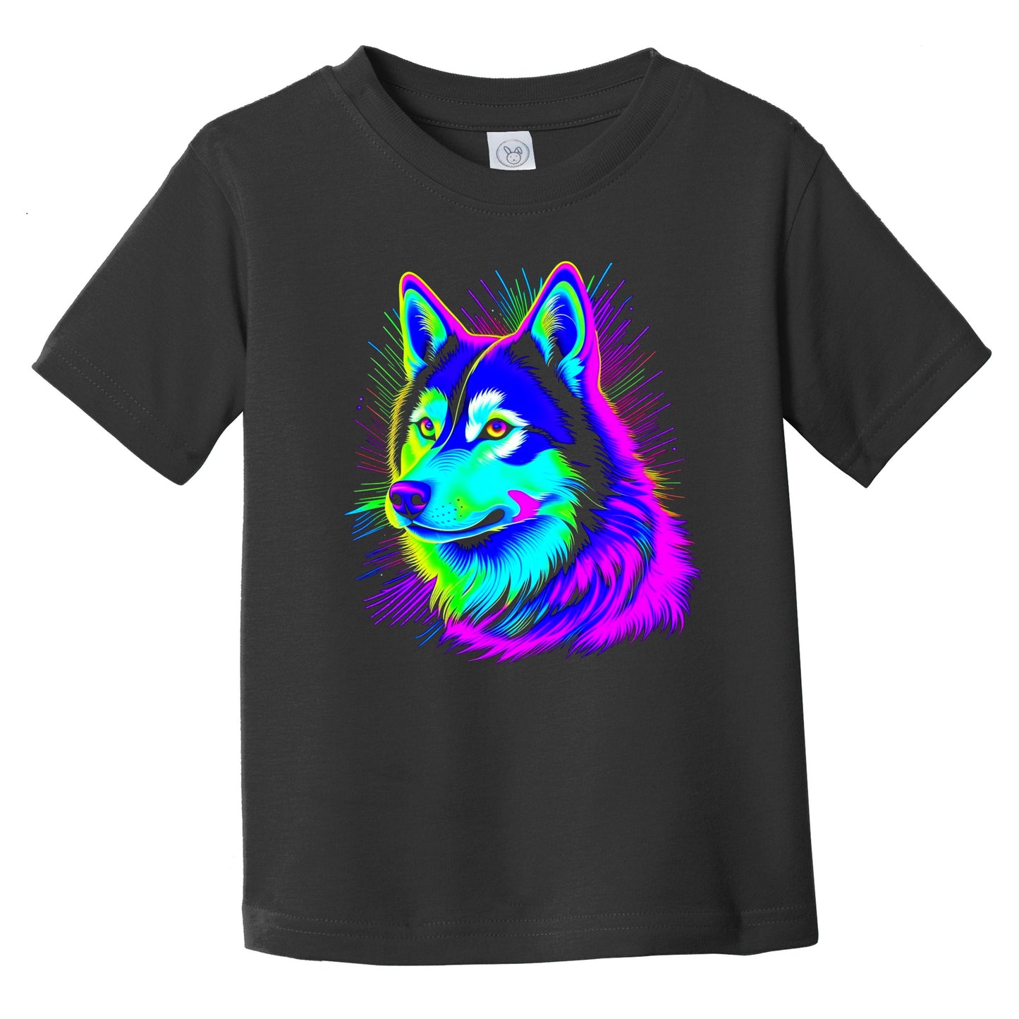Colorful Bright Siberian Husky Vibrant Psychedelic Dog Art Infant Toddler T-Shirt