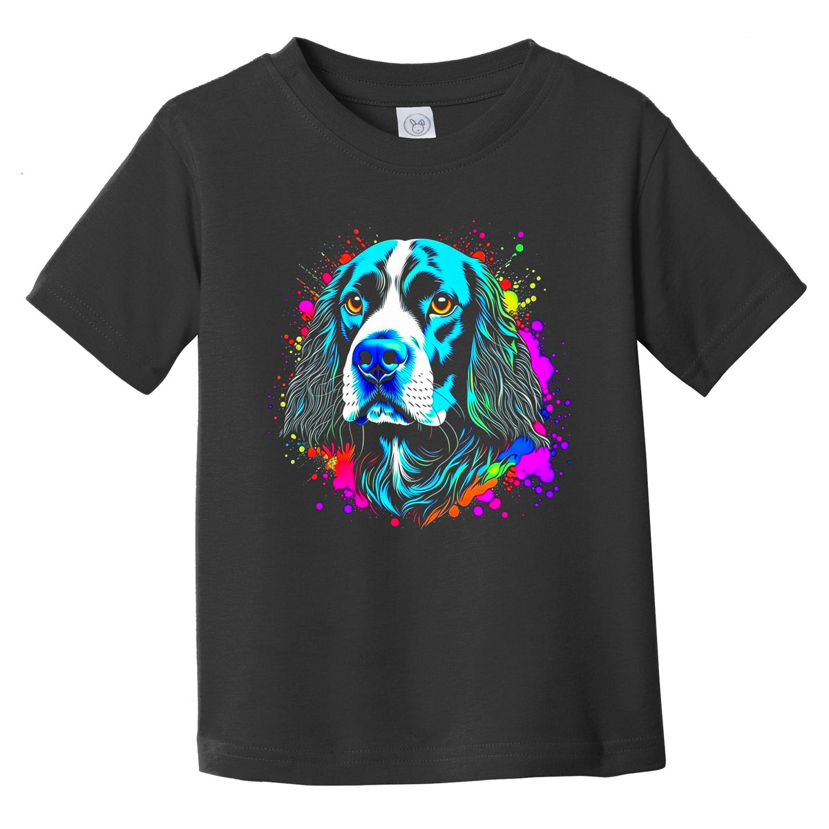Colorful Bright Springer Spaniel Vibrant Psychedelic Dog Art Infant Toddler T-Shirt
