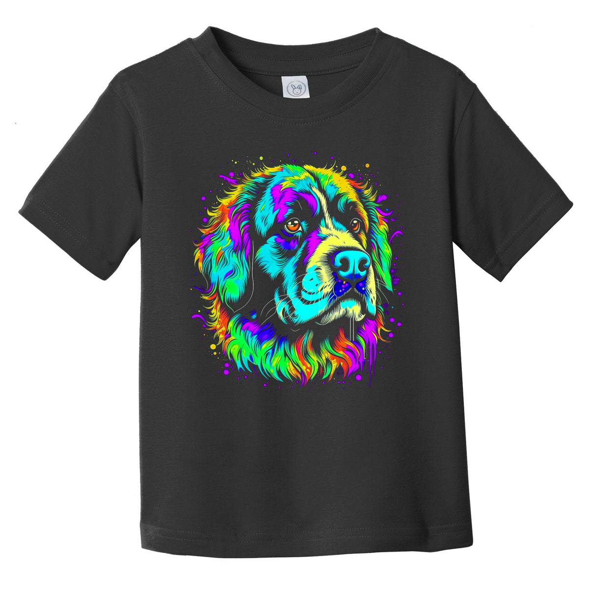 Colorful Bright St. Bernard Vibrant Psychedelic Dog Art Infant Toddler T-Shirt