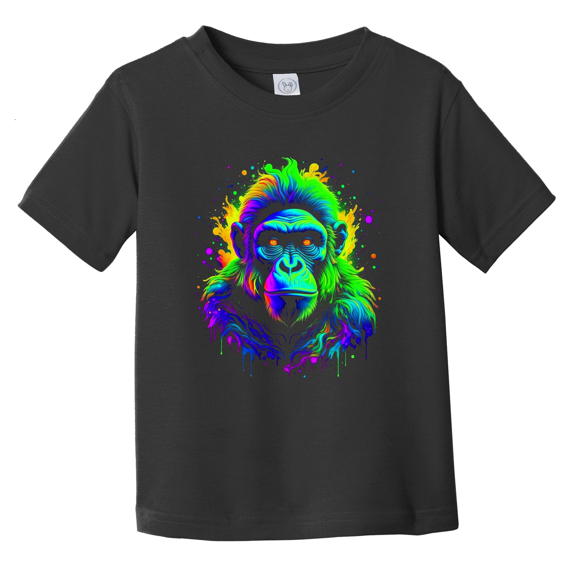 Colorful Bright Bonobo Vibrant Psychedelic Monkey Animal Art Infant Toddler T-Shirt