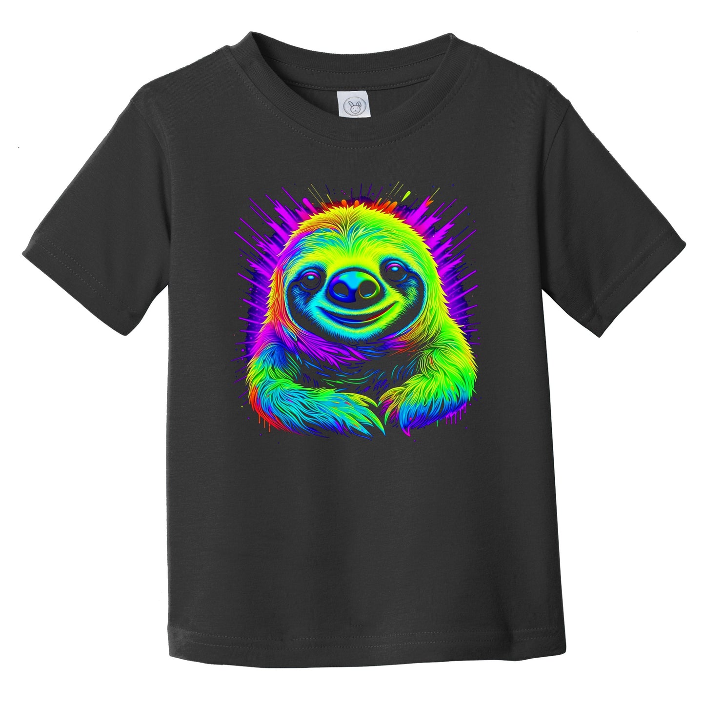 Colorful Bright Sloth Vibrant Psychedelic Animal Art Infant Toddler T-Shirt