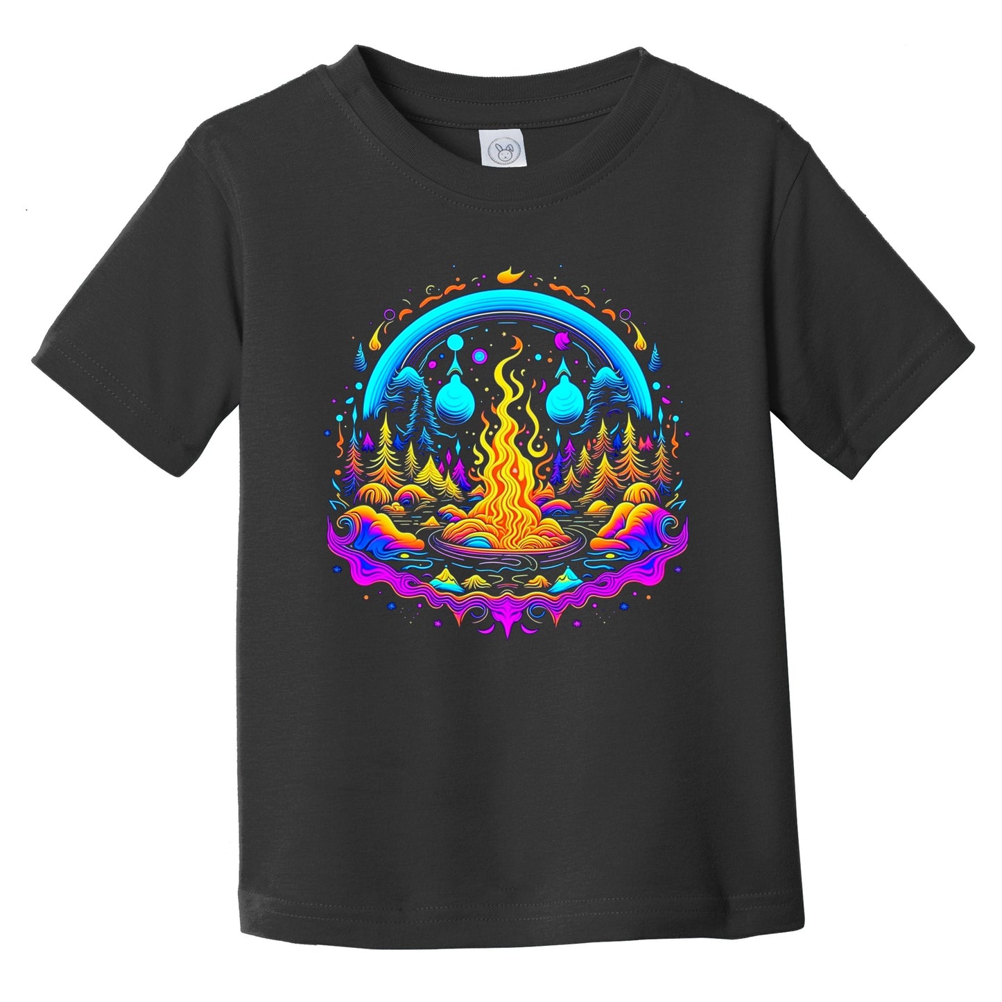 Colorful Bright Campfire Vibrant Psychedelic Camping Art Infant Toddler T-Shirt