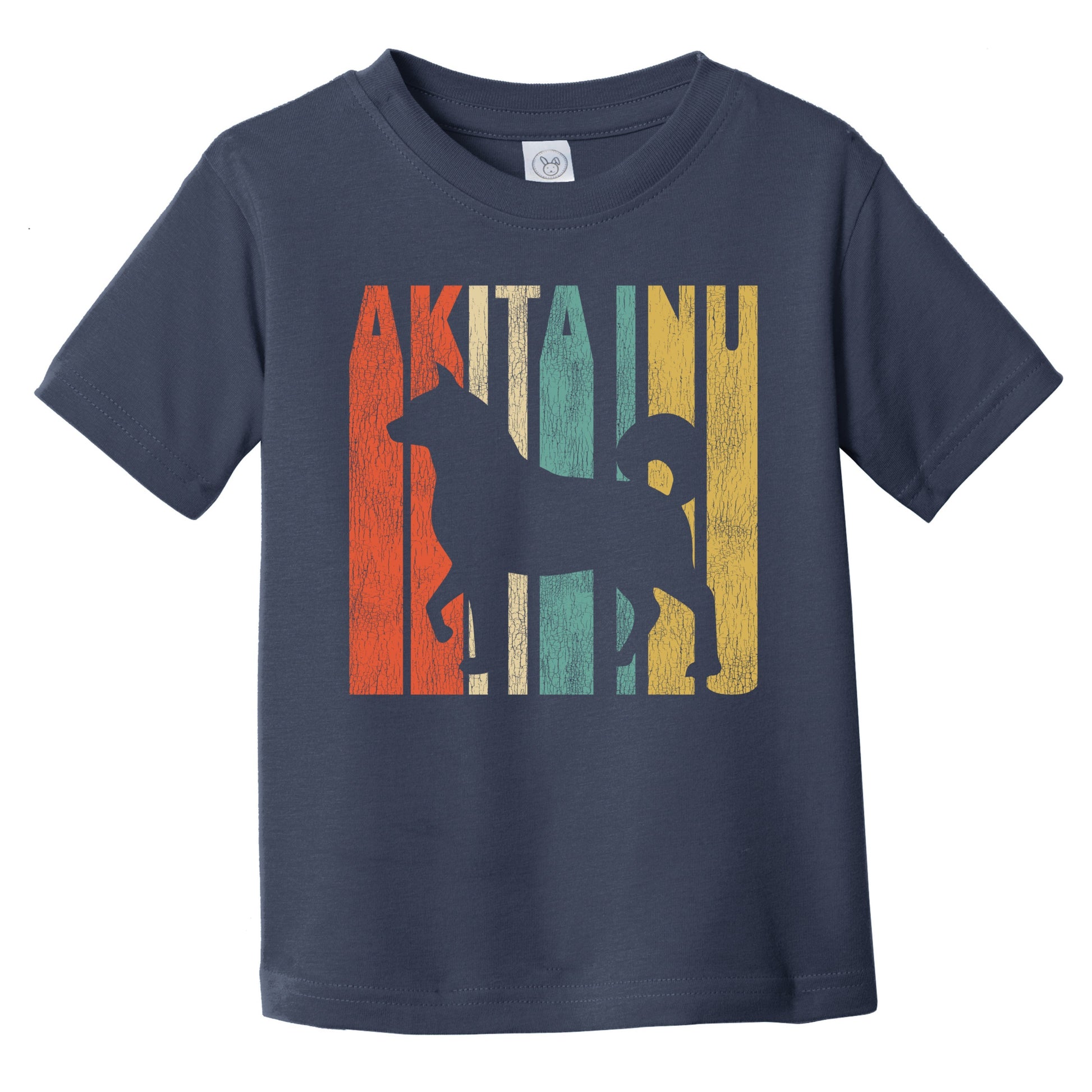 Retro Akita Inu Dog Silhouette Akita Cracked Distressed Infant Toddler T-Shirt
