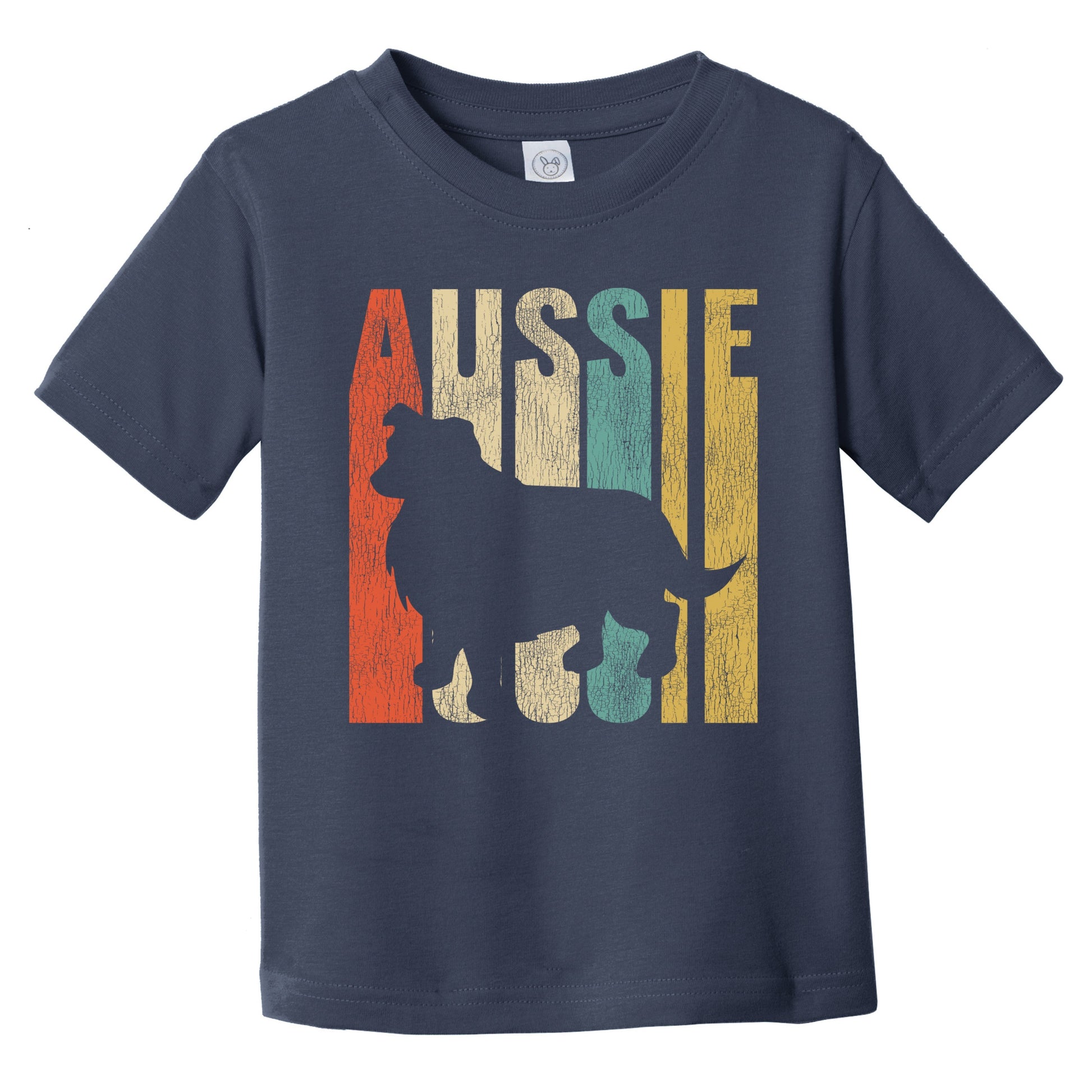 Retro Aussie Dog Silhouette Australian Shepherd Cracked Distressed Infant Toddler T-Shirt