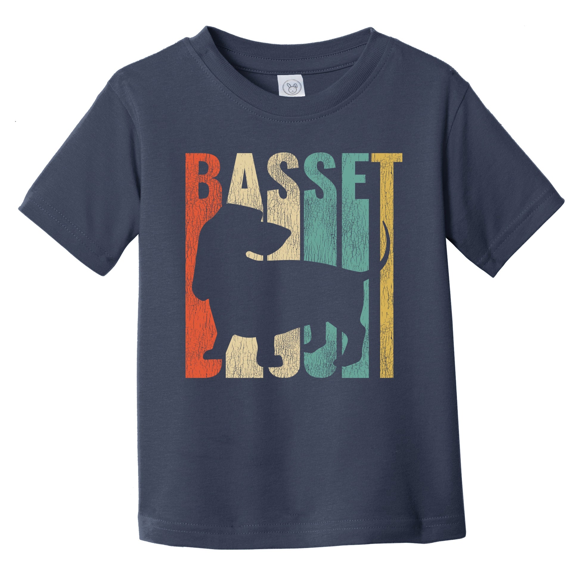 Retro Basset Hound Dog Silhouette Cracked Distressed Infant Toddler T-Shirt