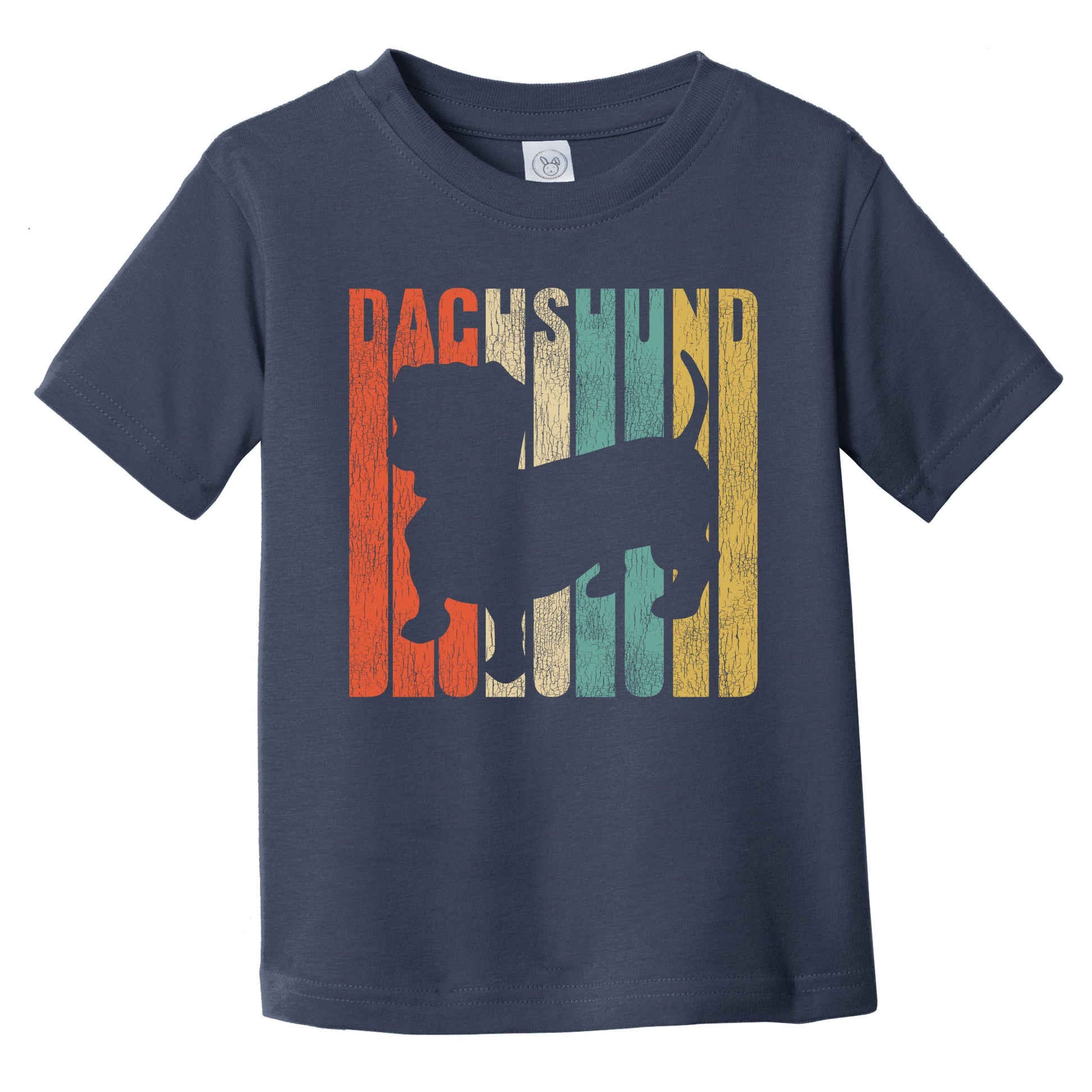 Retro Dachshund Dog Silhouette Doxen Cracked Distressed Infant Toddler T-Shirt