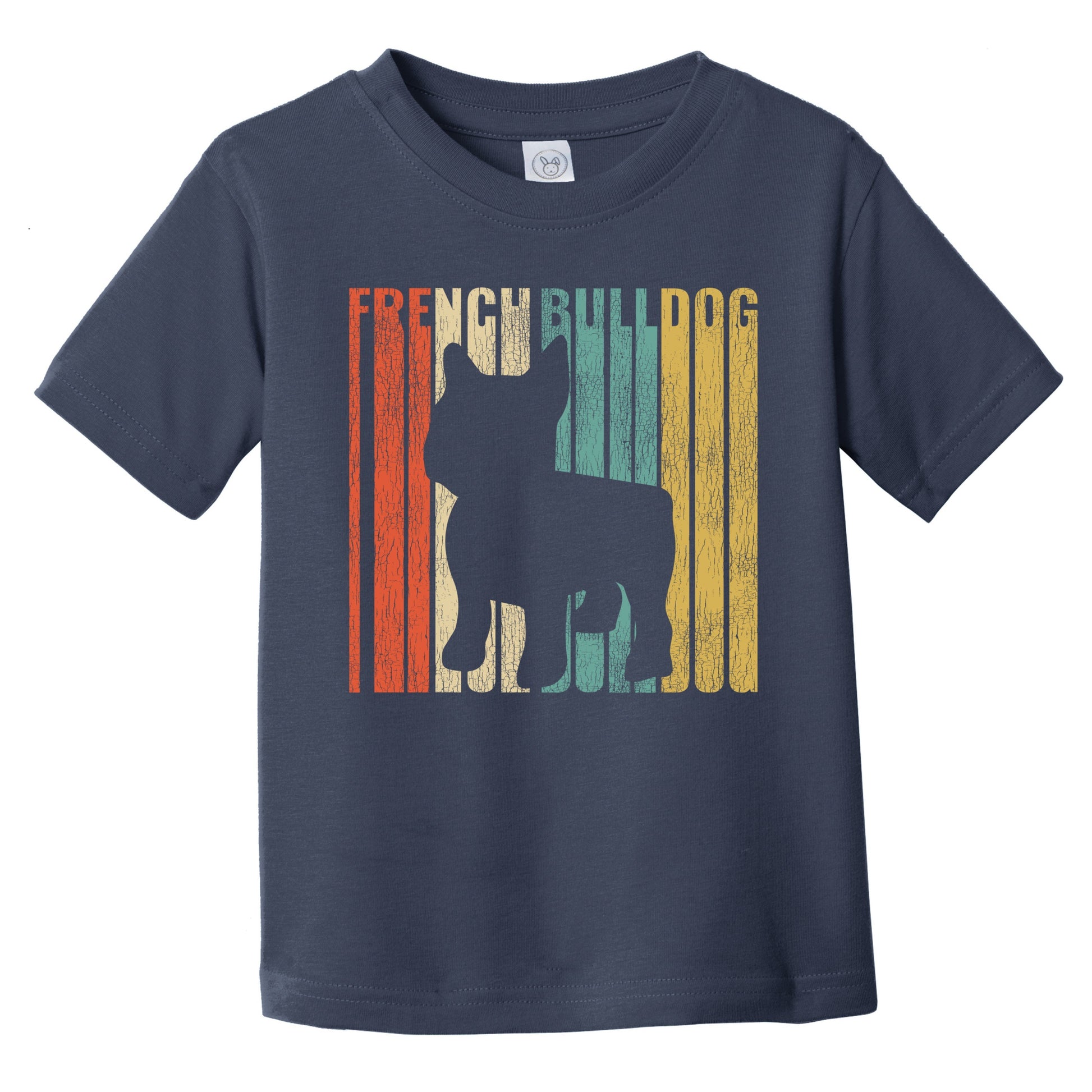 Retro French Bulldog Dog Silhouette Frenchie Cracked Distressed Infant Toddler T-Shirt