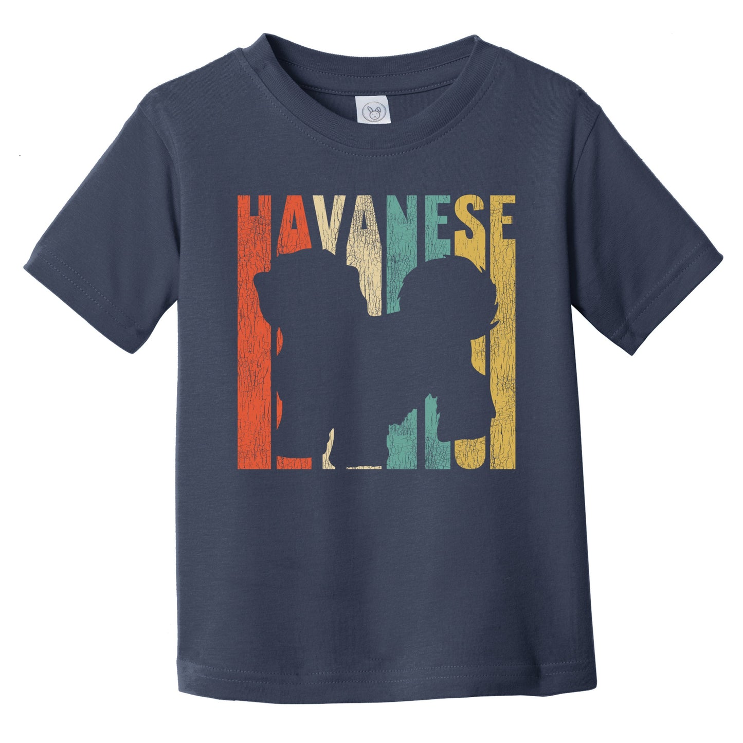 Retro Havanese Dog Silhouette Cracked Distressed Infant Toddler T-Shirt
