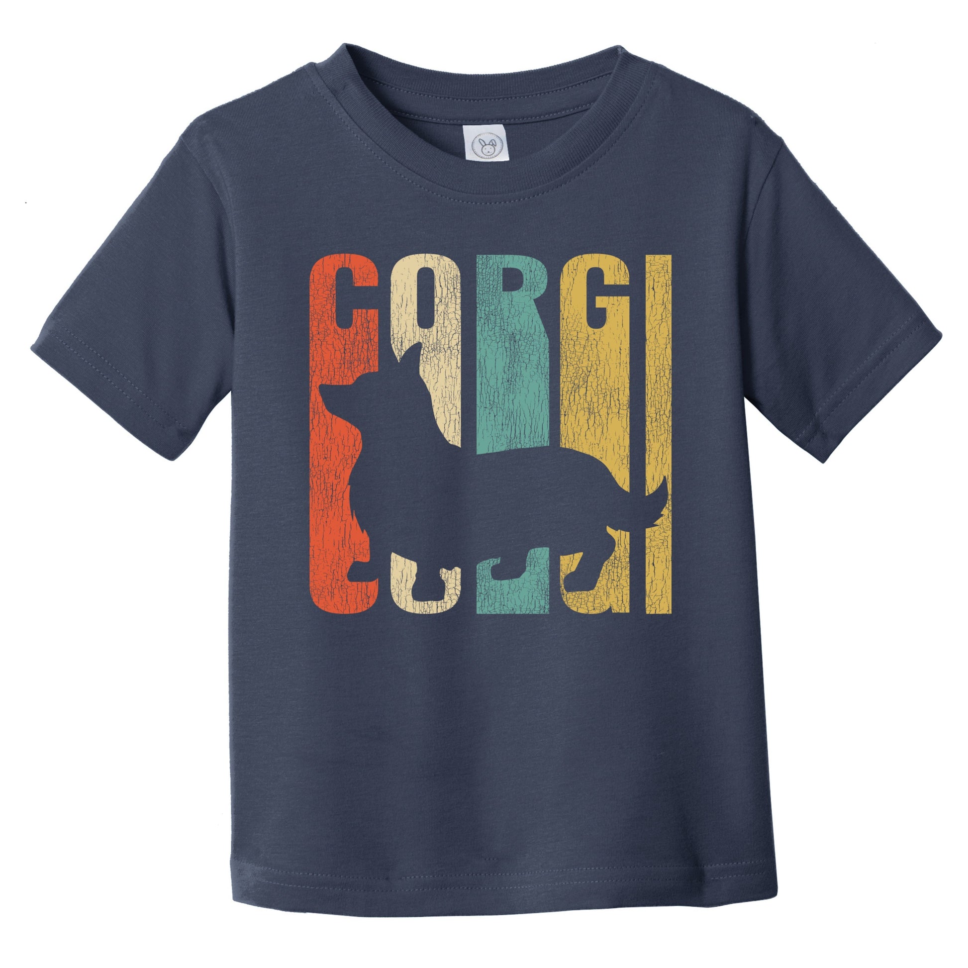 Retro Pembroke Welsh Corgi Dog Silhouette Corgi Cracked Distressed Infant Toddler T-Shirt