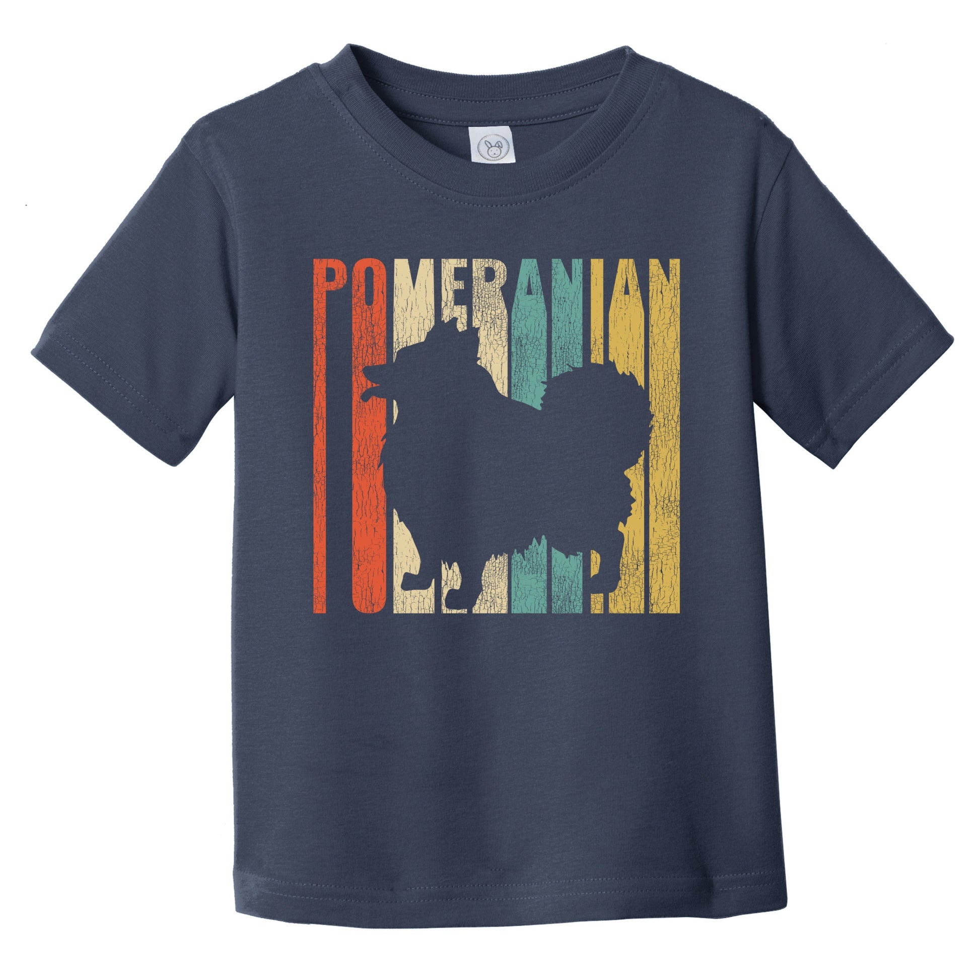 Retro Pomeranian Dog Silhouette Cracked Distressed Infant Toddler T-Shirt