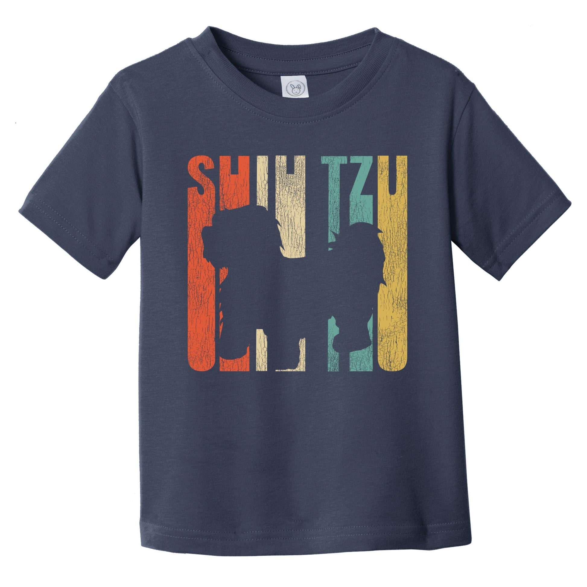 Retro Shih Tzu Dog Silhouette Cracked Distressed Infant Toddler T-Shirt