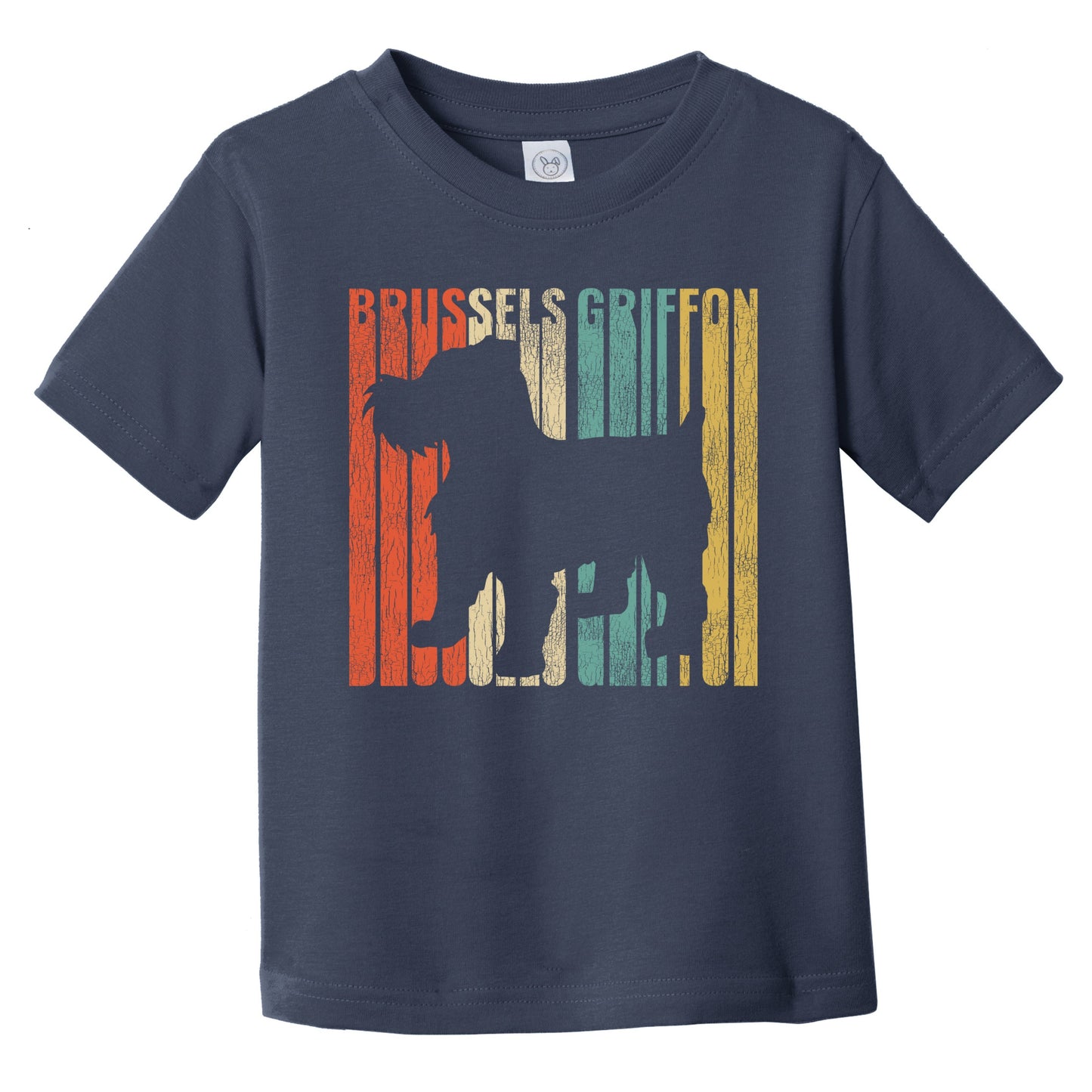 Retro Brussels Griffon Dog Silhouette Cracked Distressed Infant Toddler T-Shirt