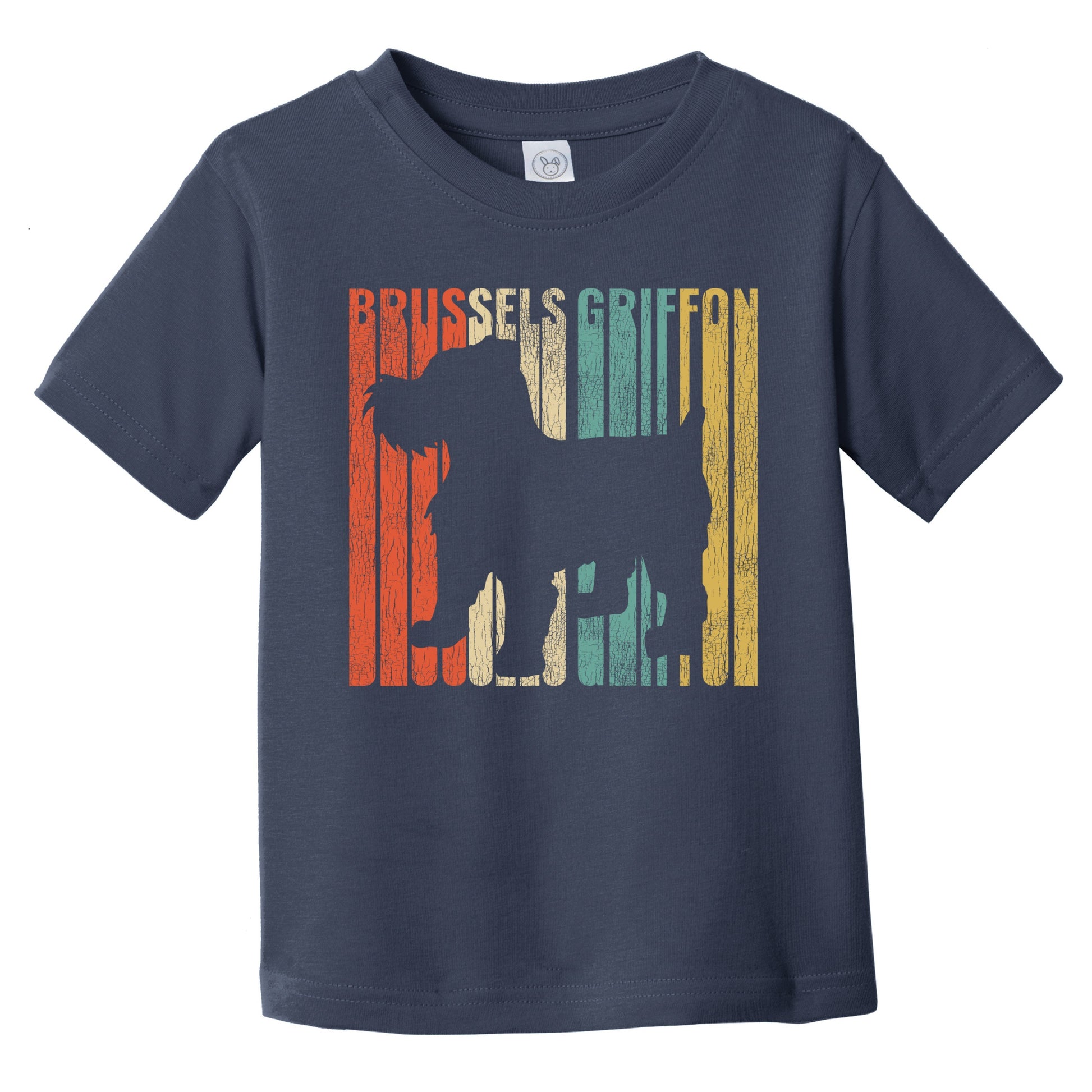 Retro Brussels Griffon Dog Silhouette Cracked Distressed Infant Toddler T-Shirt