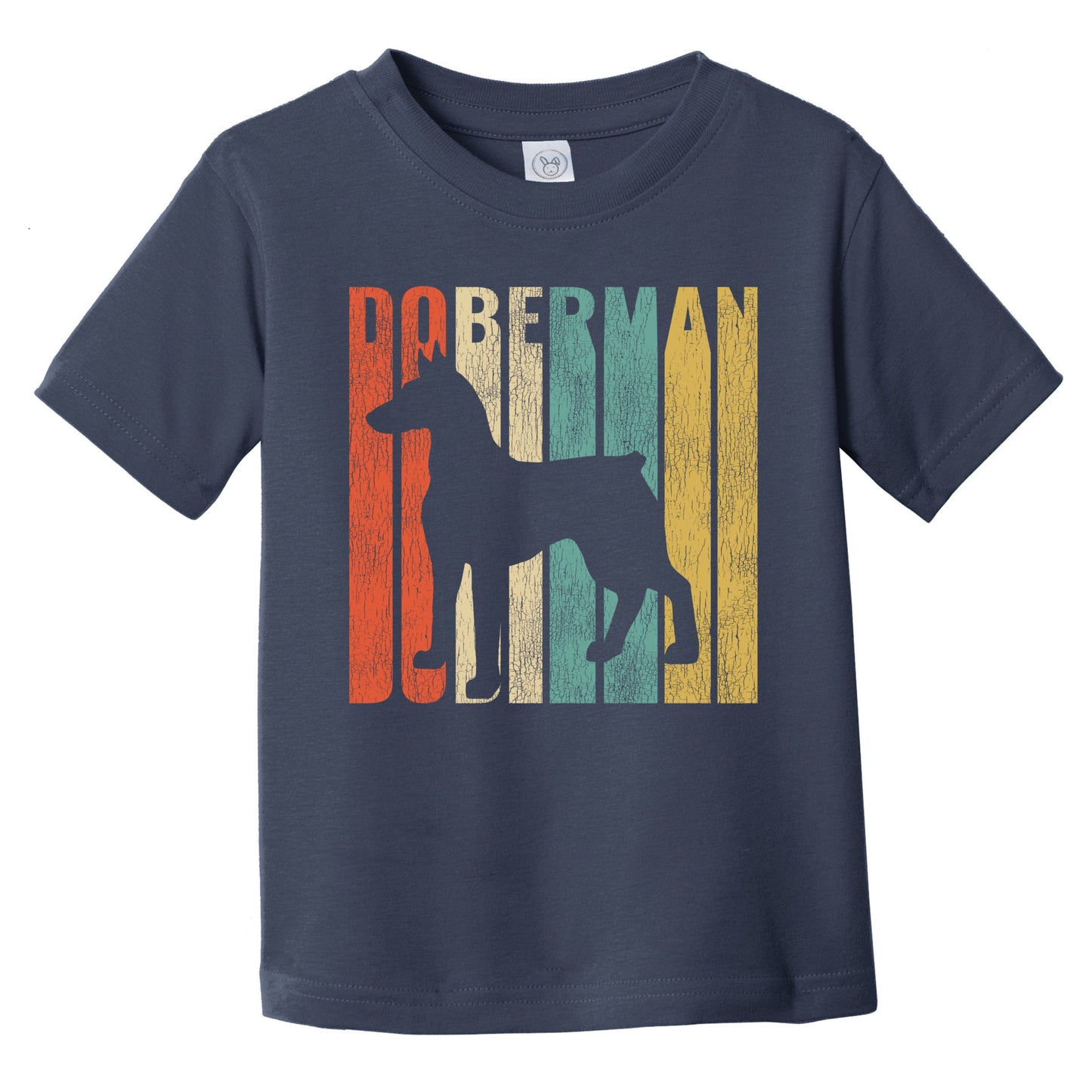 Retro Doberman Dog Silhouette Cracked Distressed Infant Toddler T-Shirt