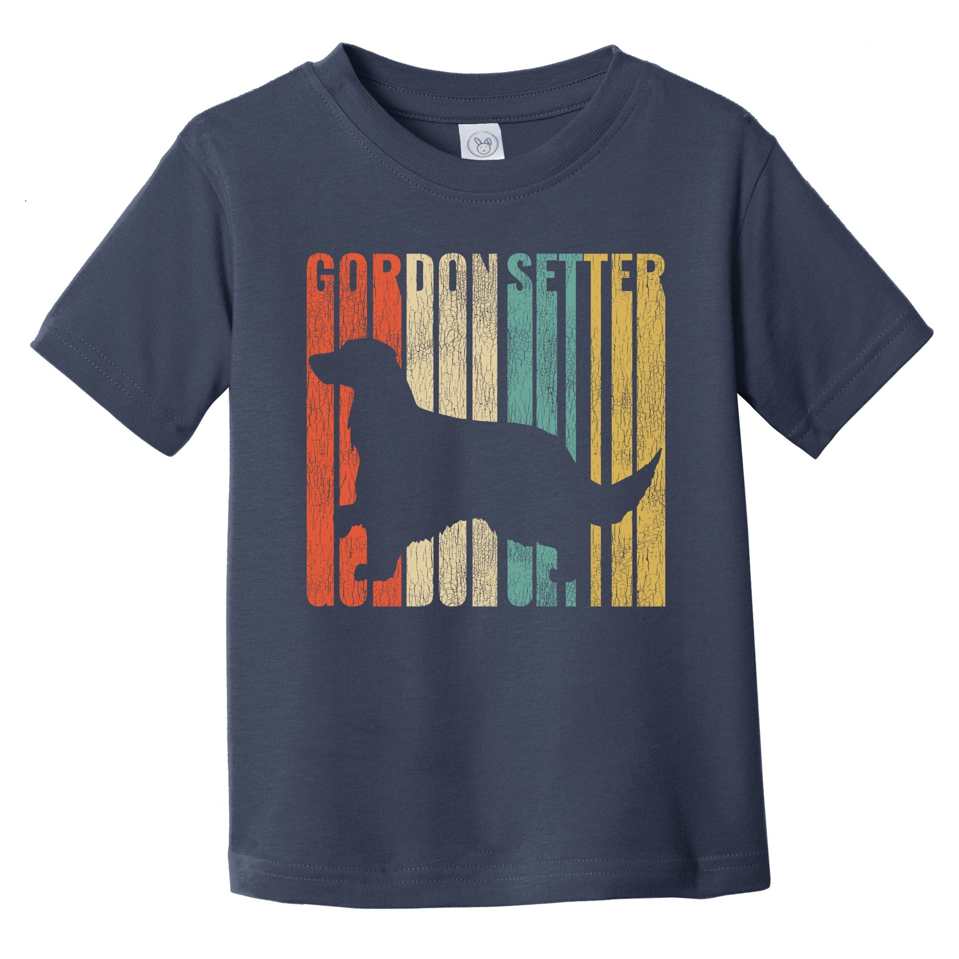 Retro Gordon Setter Dog Silhouette Cracked Distressed Infant Toddler T-Shirt