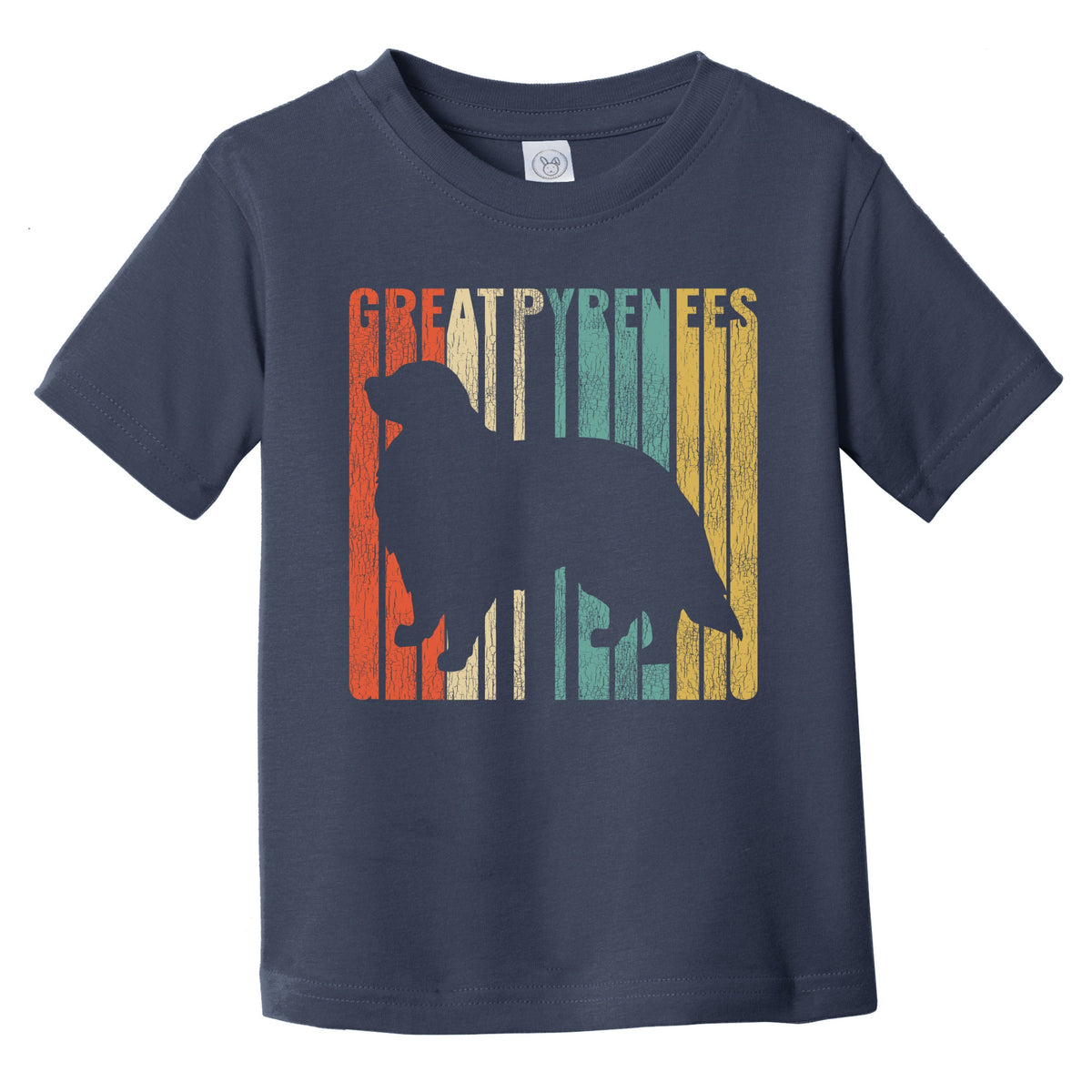 Retro Great Pyrenees Dog Silhouette Cracked Distressed Infant Toddler T-Shirt