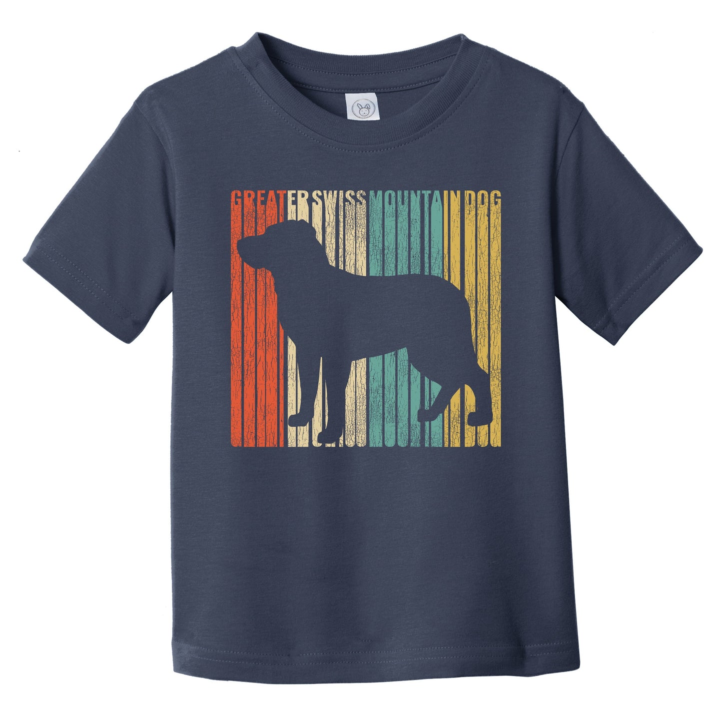 Retro Greater Swiss Mountain Dog Dog Silhouette Cracked Distressed Infant Toddler T-Shirt