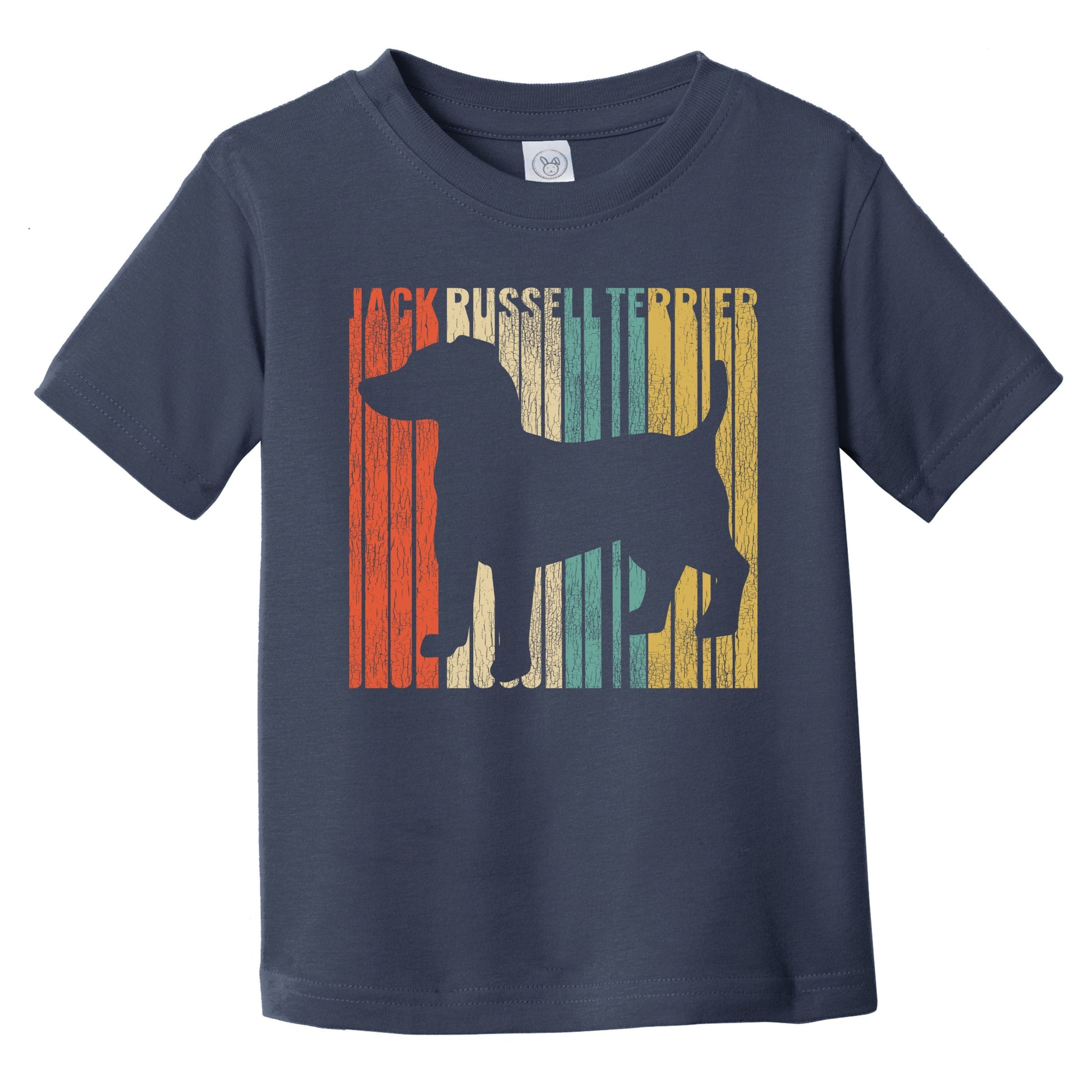 Retro Jack Russell Terrier Dog Silhouette Cracked Distressed Infant Toddler T-Shirt