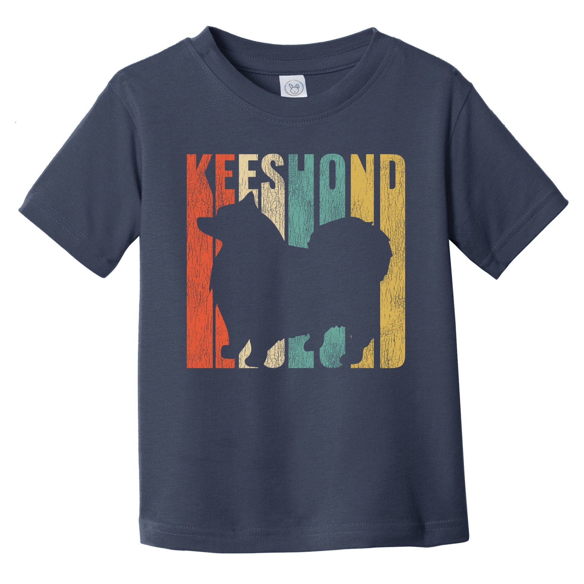 Retro Keeshond Dog Silhouette Cracked Distressed Infant Toddler T-Shirt
