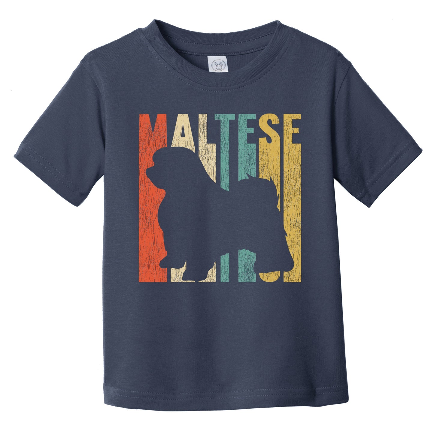 Retro Lhasa Apso Dog Silhouette Cracked Distressed Infant Toddler T-Shirt