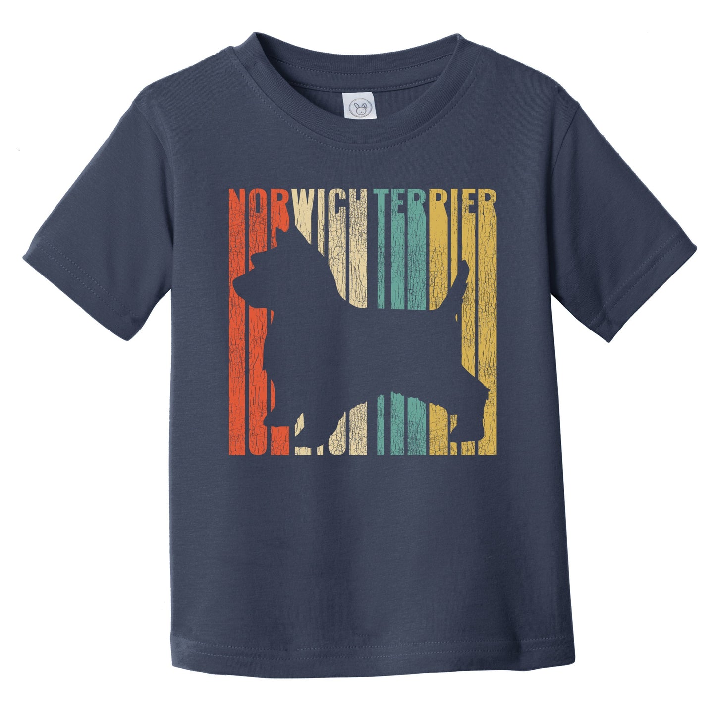 Retro Norwich Terrier Dog Silhouette Cracked Distressed Infant Toddler T-Shirt