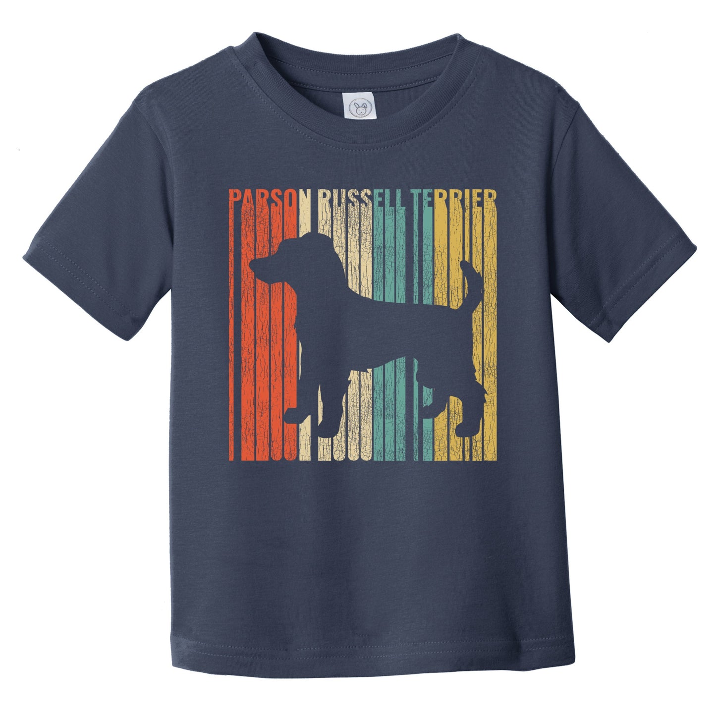 Retro Parson Russell Terrier Dog Silhouette Cracked Distressed Infant Toddler T-Shirt