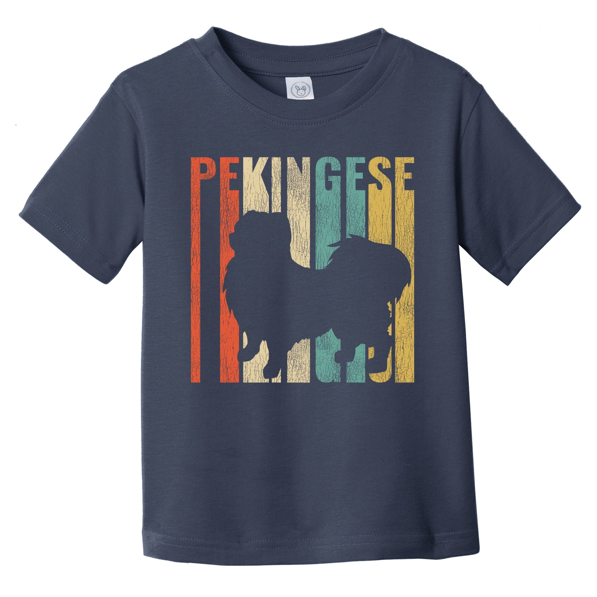 Retro Pekingese Dog Silhouette Cracked Distressed Infant Toddler T-Shirt