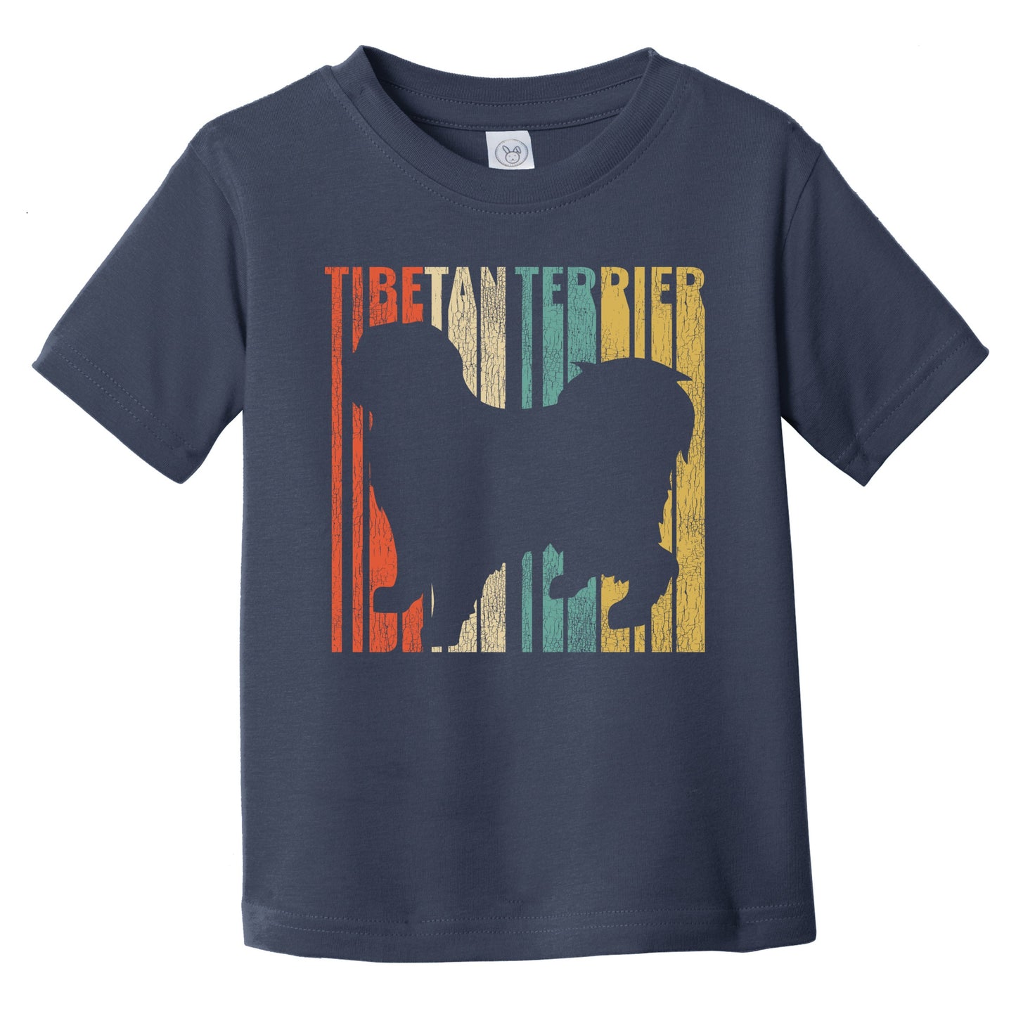 Retro Silky Terrier Dog Silhouette Cracked Distressed Infant Toddler T-Shirt