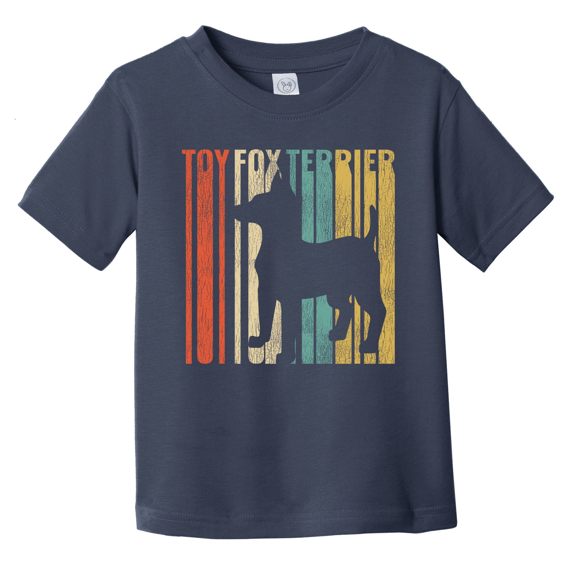 Retro Toy Fox Terrier Dog Silhouette Cracked Distressed Infant Toddler T-Shirt