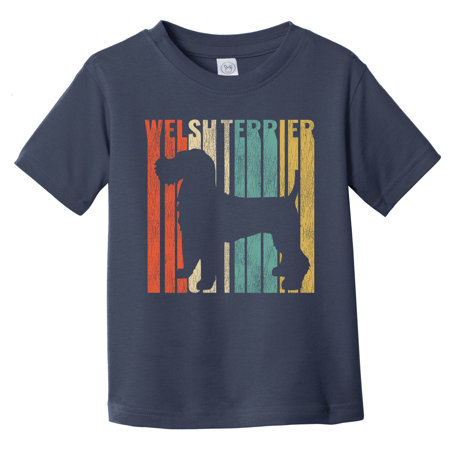 Retro Welsh Terrier Dog Silhouette Cracked Distressed Infant Toddler T-Shirt