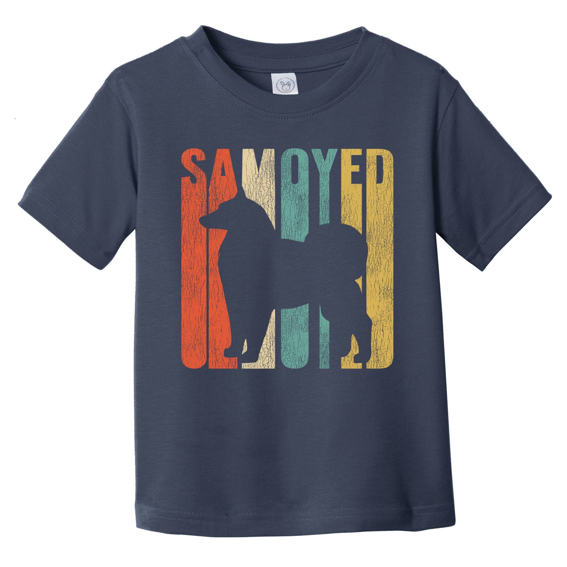 Retro Samoyed Dog Silhouette Cracked Distressed Infant Toddler T-Shirt