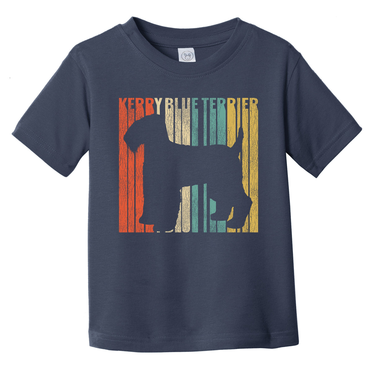 Retro Kerry Blue Terrier Dog Silhouette Cracked Distressed Infant Toddler T-Shirt