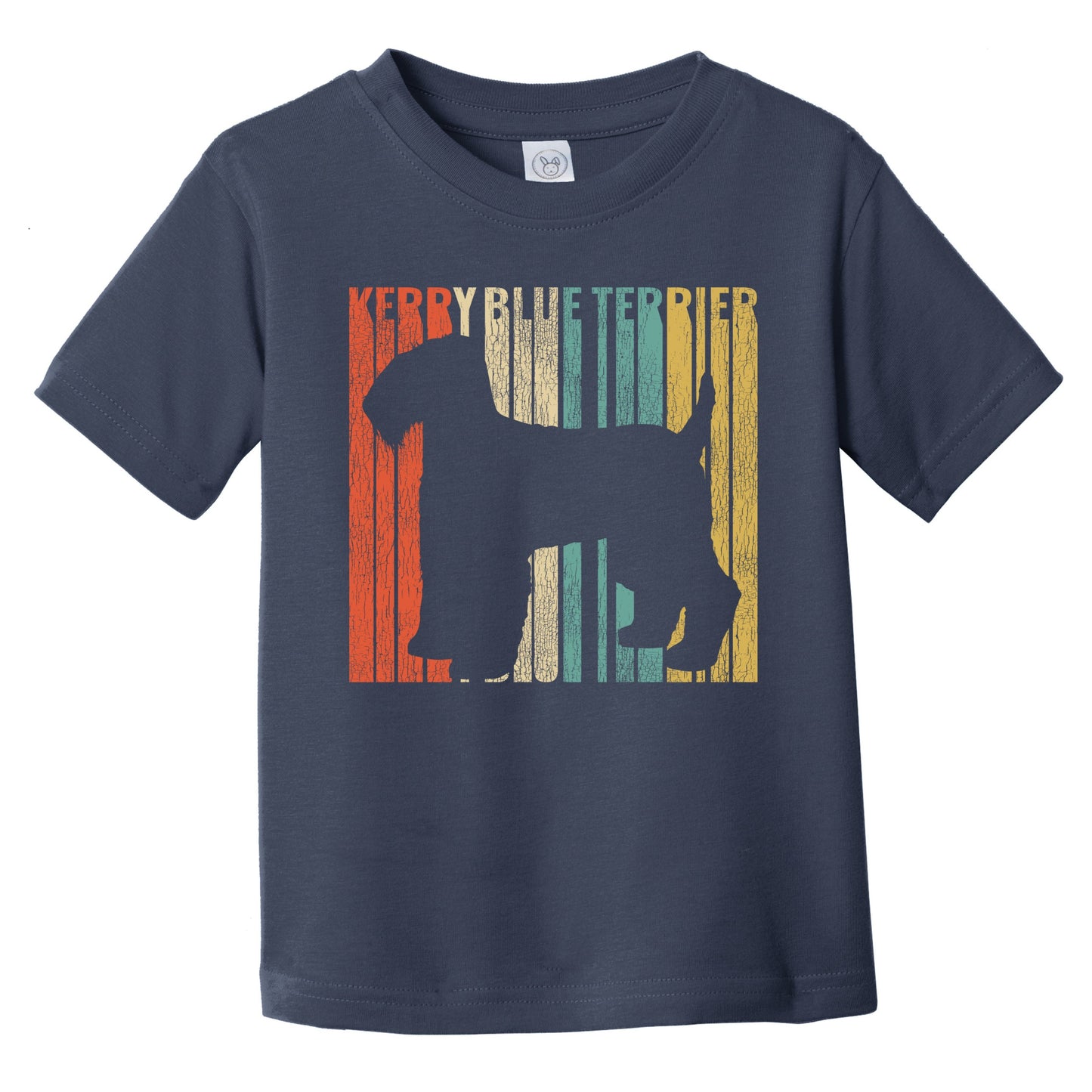 Retro Kerry Blue Terrier Dog Silhouette Cracked Distressed Infant Toddler T-Shirt