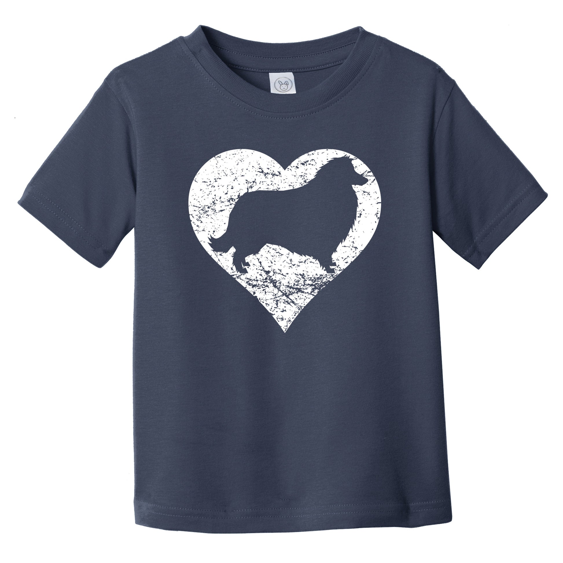 Distressed Collie Heart Dog Owner Graphic Infant Toddler T-Shirt