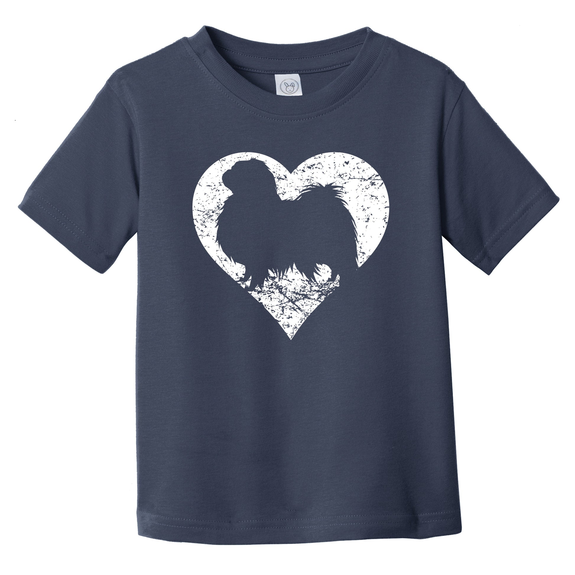 Distressed Japanese Chin Heart Dog Owner Graphic Infant Toddler T-Shirt