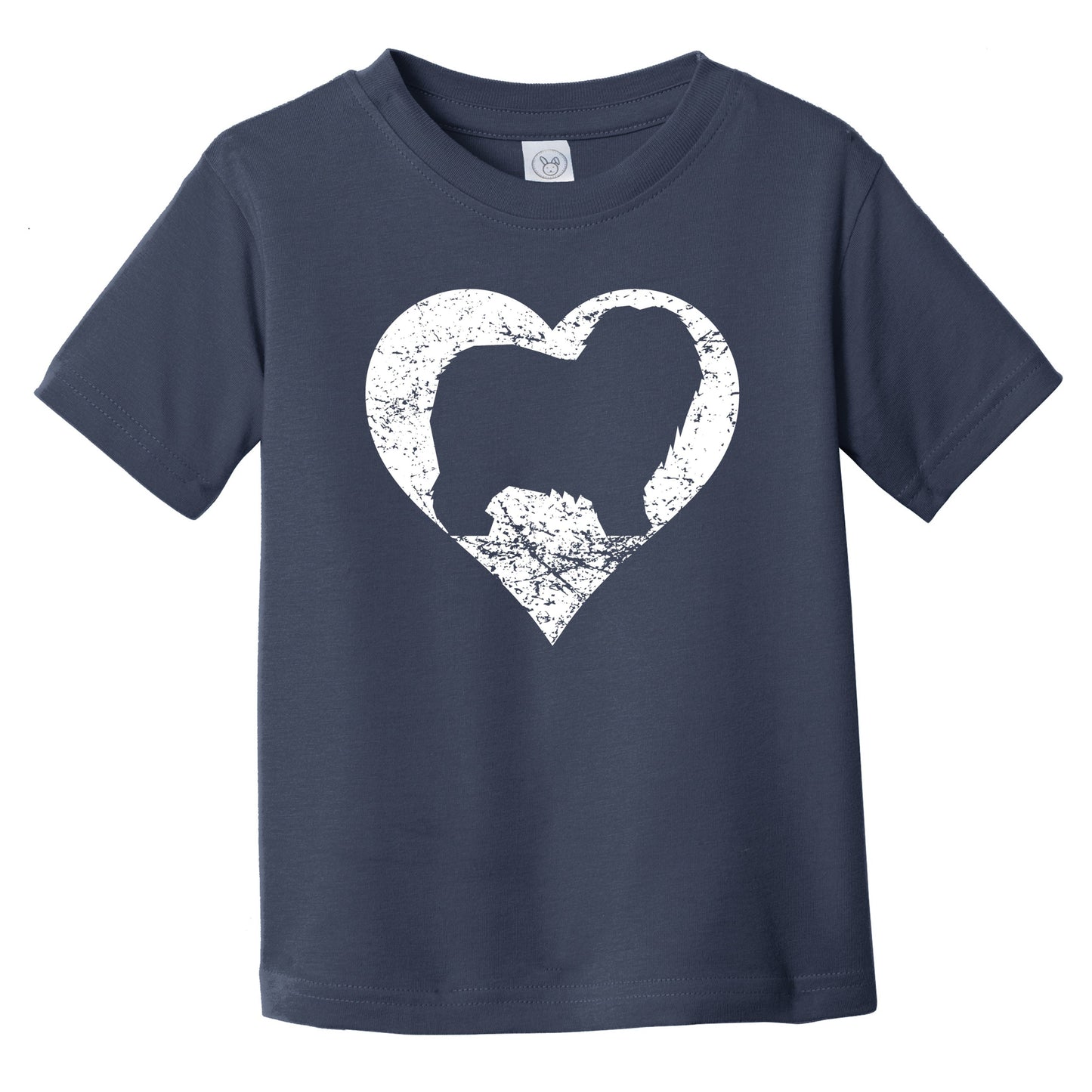 Distressed Old English Sheepdog Heart Dog Owner Graphic Infant Toddler T-Shirt