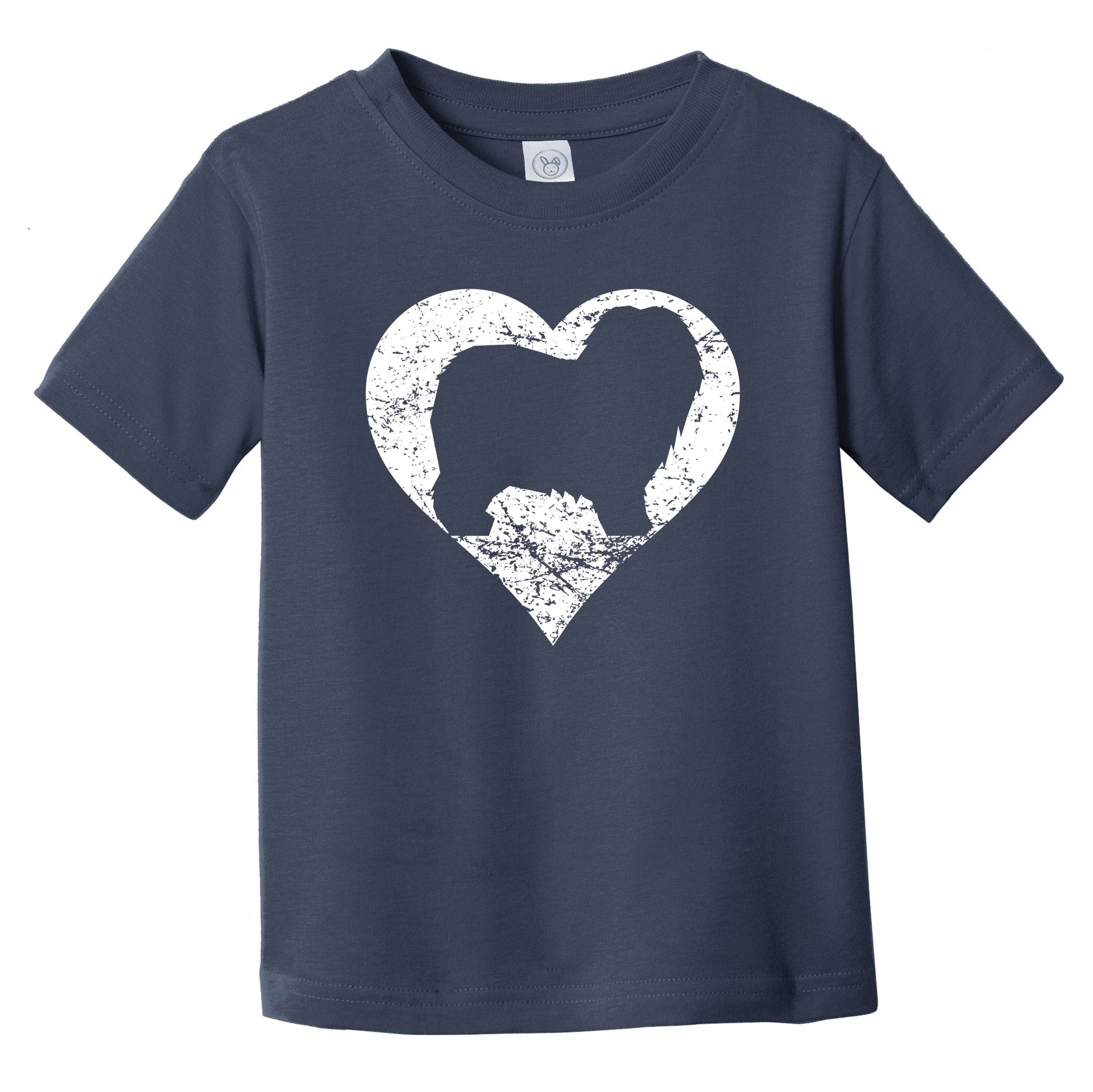 Distressed Old English Sheepdog Heart Dog Owner Graphic Infant Toddler T-Shirt