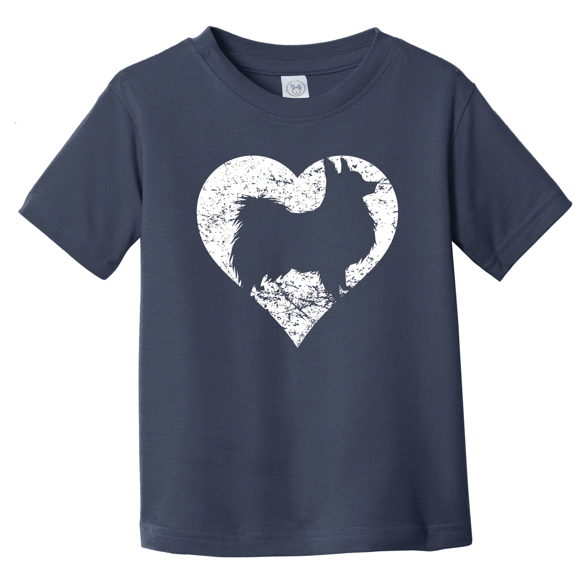 Distressed Papillon Heart Dog Owner Graphic Infant Toddler T-Shirt