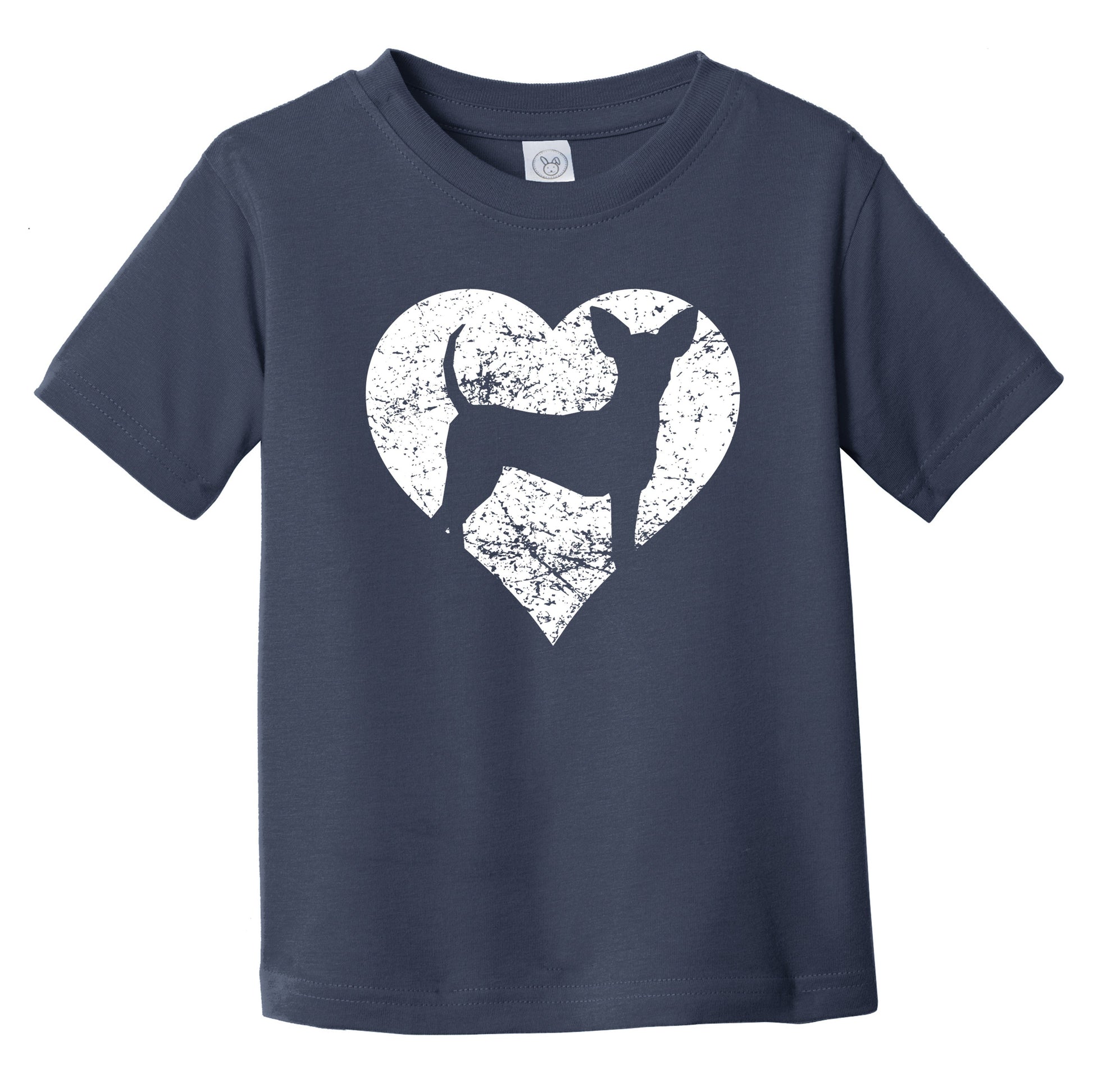 Distressed Toy Fox Terrier Heart Dog Owner Graphic Infant Toddler T-Shirt