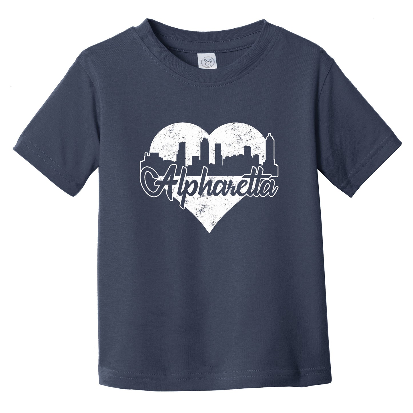 Retro Alpharetta Georgia Skyline Heart Distressed Infant Toddler T-Shirt