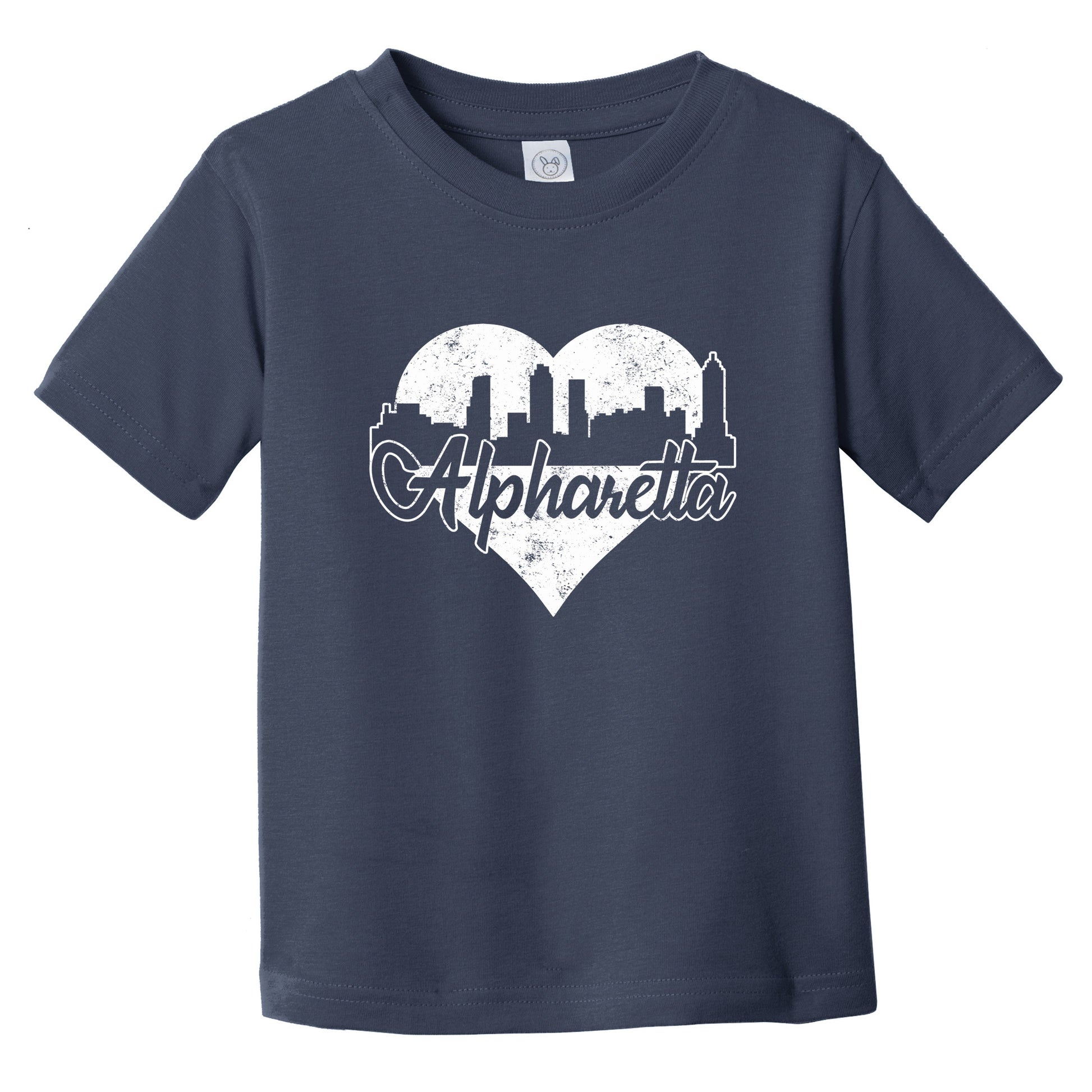 Retro Alpharetta Georgia Skyline Heart Distressed Infant Toddler T-Shirt