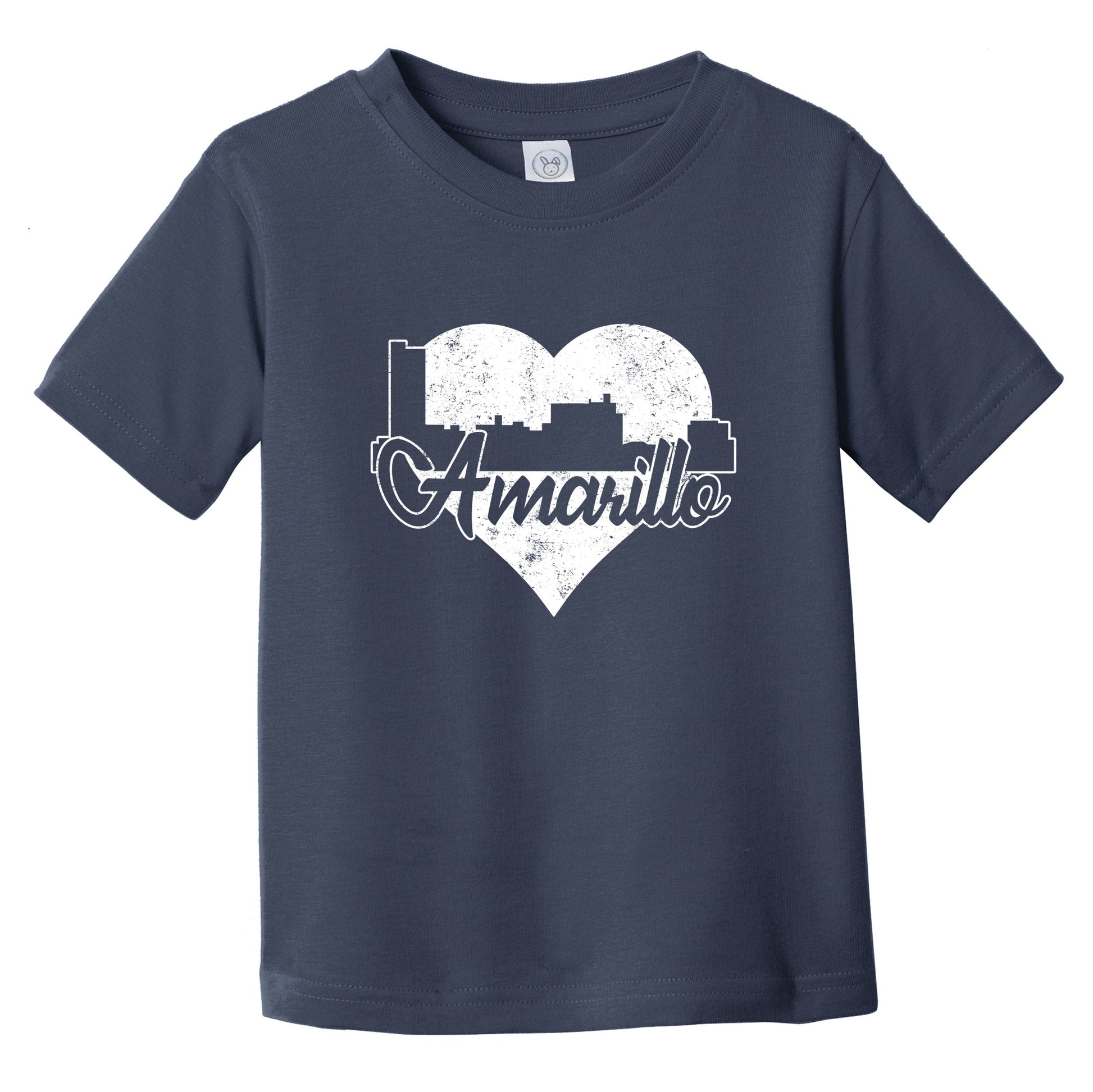 Retro Amarillo Texas Skyline Heart Distressed Infant Toddler T-Shirt