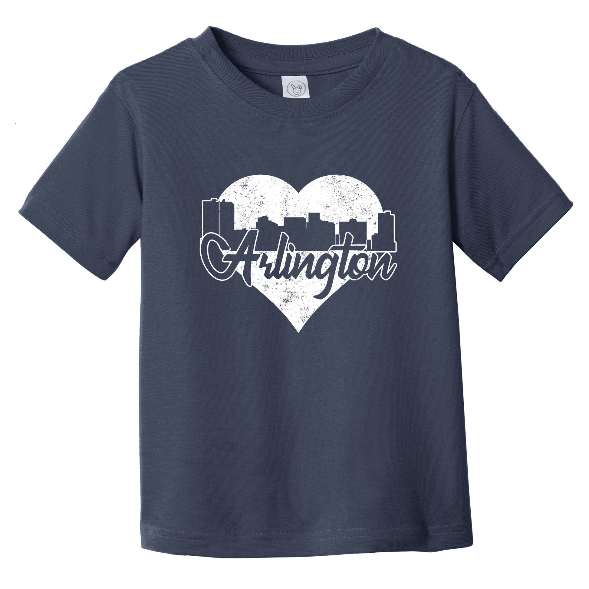 Retro Arlington Texas Skyline Heart Distressed Infant Toddler T-Shirt