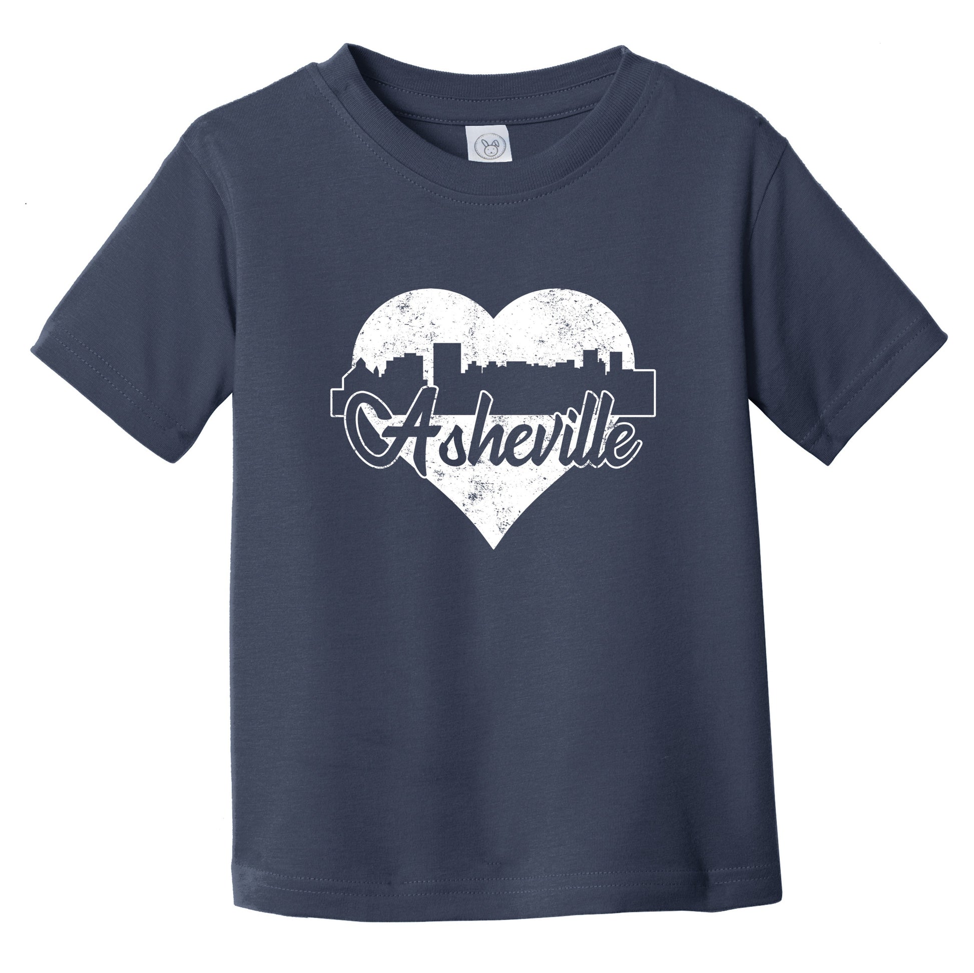 Retro Asheville North Carolina Skyline Heart Distressed Infant Toddler T-Shirt