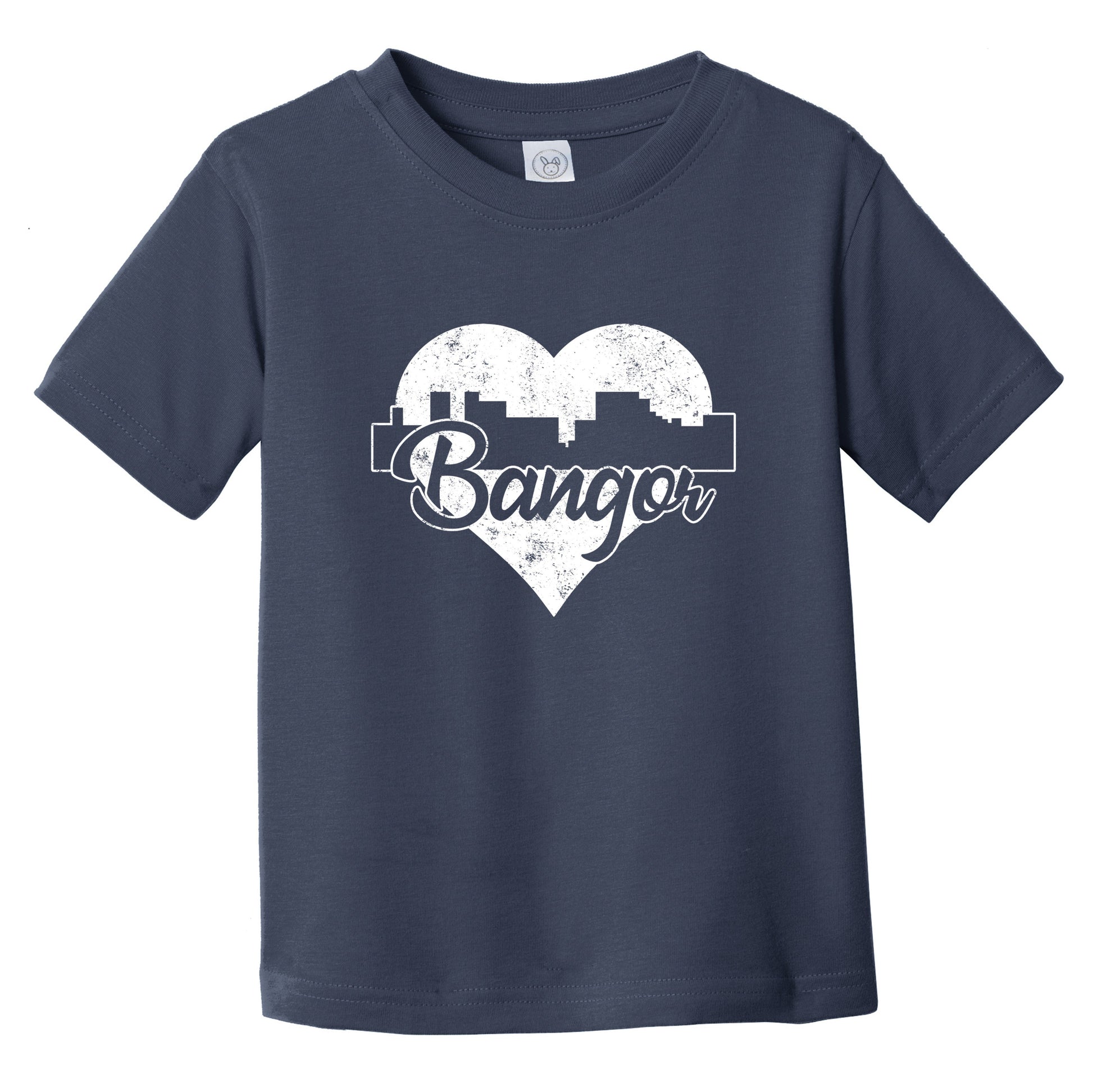 Retro Bangor Maine Skyline Heart Distressed Infant Toddler T-Shirt