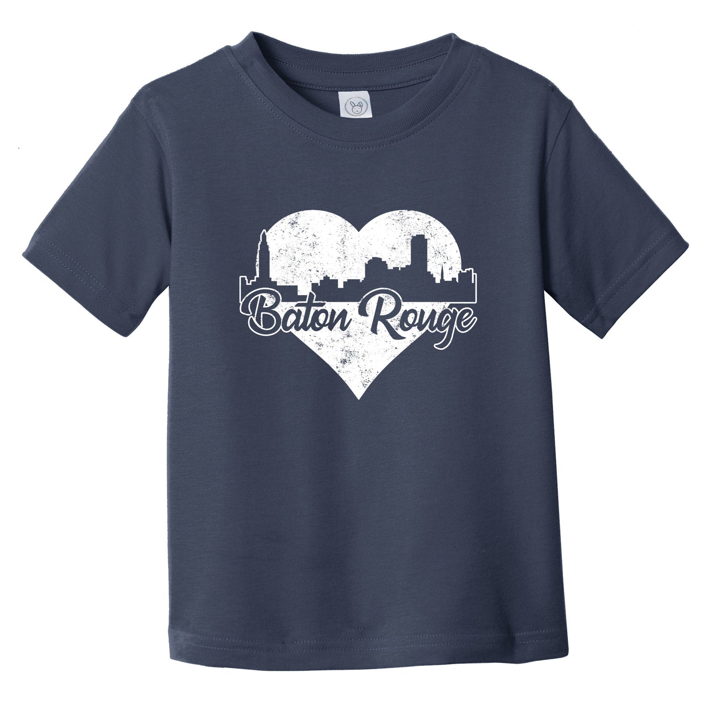 Retro Baton Rouge Louisiana Skyline Heart Distressed Infant Toddler T-Shirt
